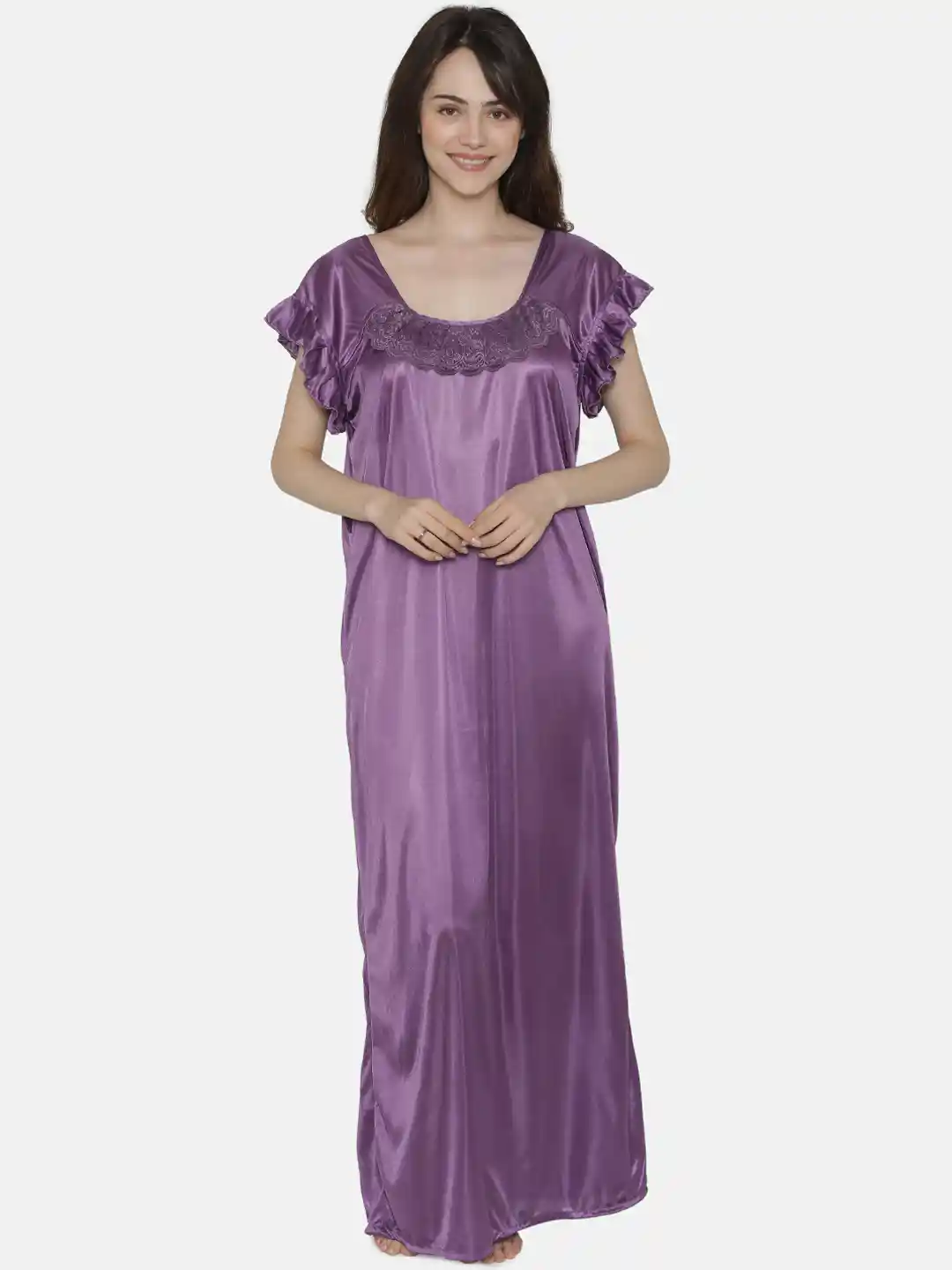 Buy Clovia Women Purple Solid 7-Piece Nightdress Set Nightdress