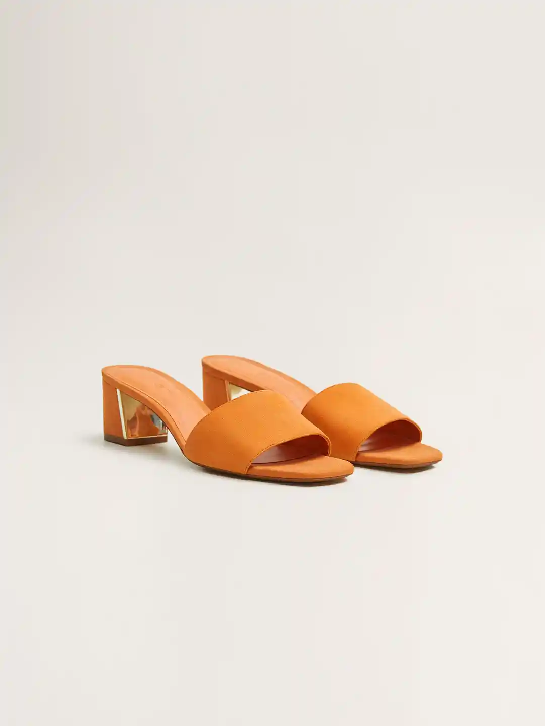 Buy MANGO Women Orange Solid Leather Block Heels Heels for Women
