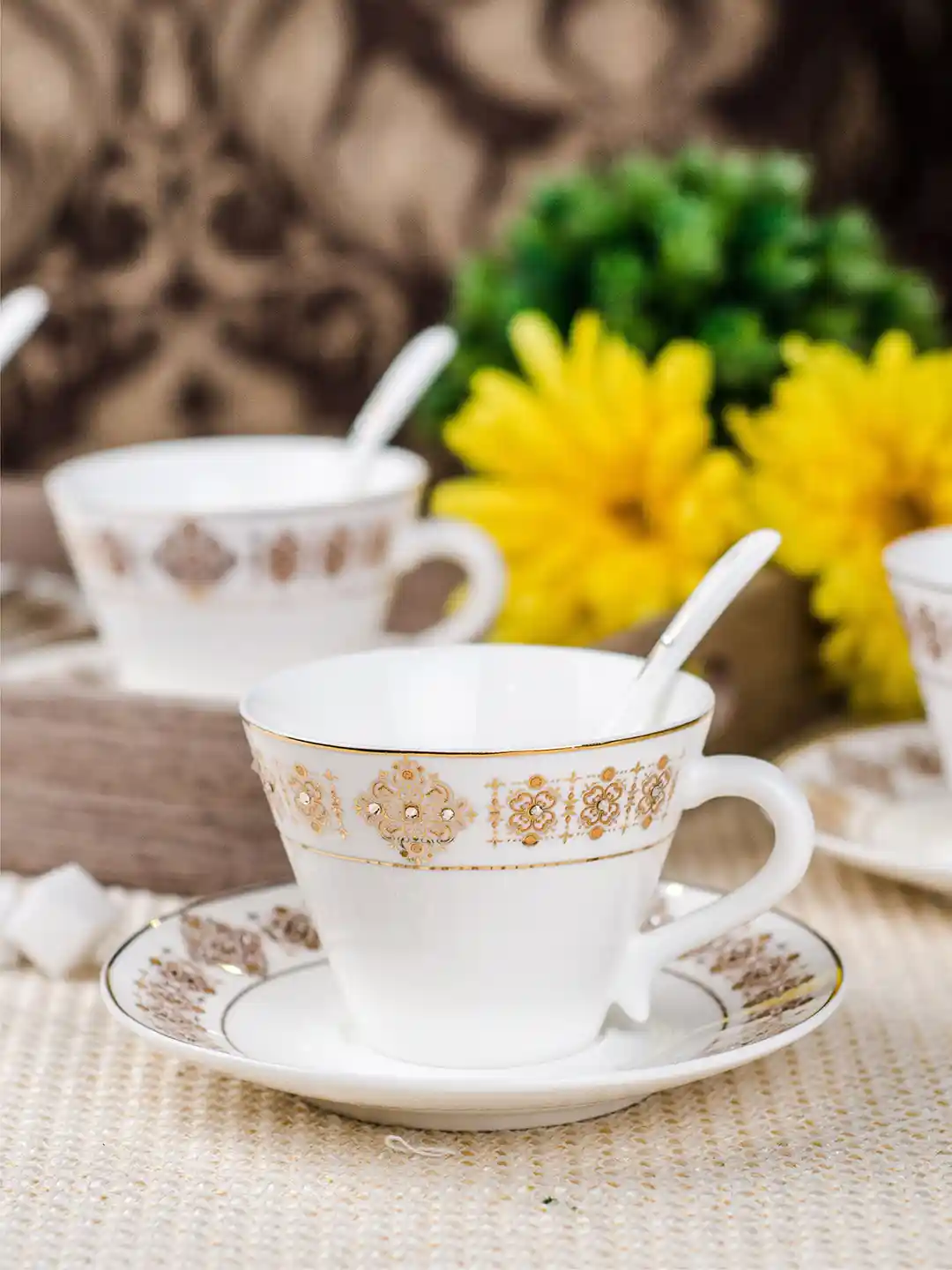 Clay Craft White And Gold Crockery Clay Craft White And Yellow