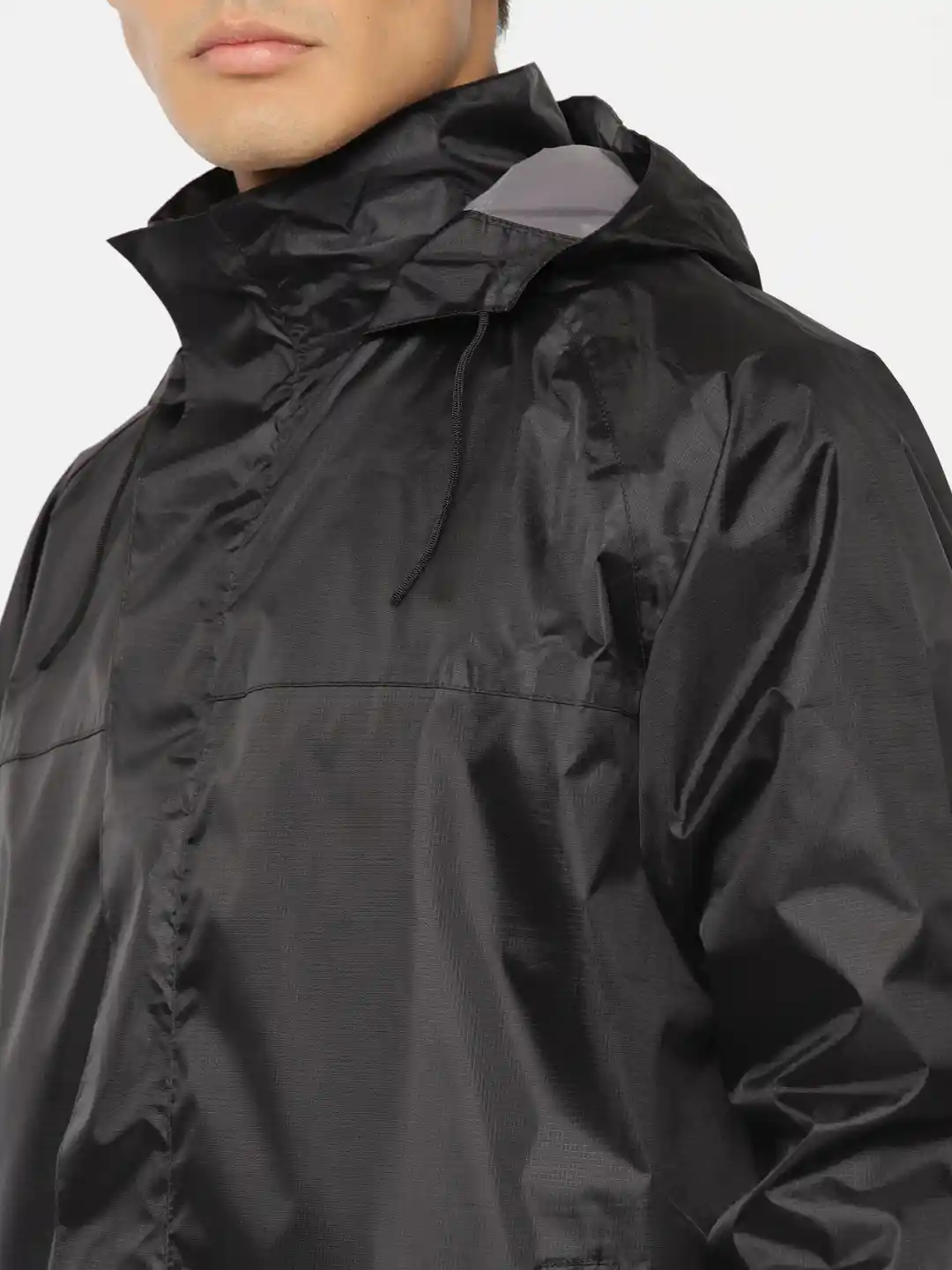 Buy Plutus Men Black Solid Hooded Longline Waterproof Rain Jacket