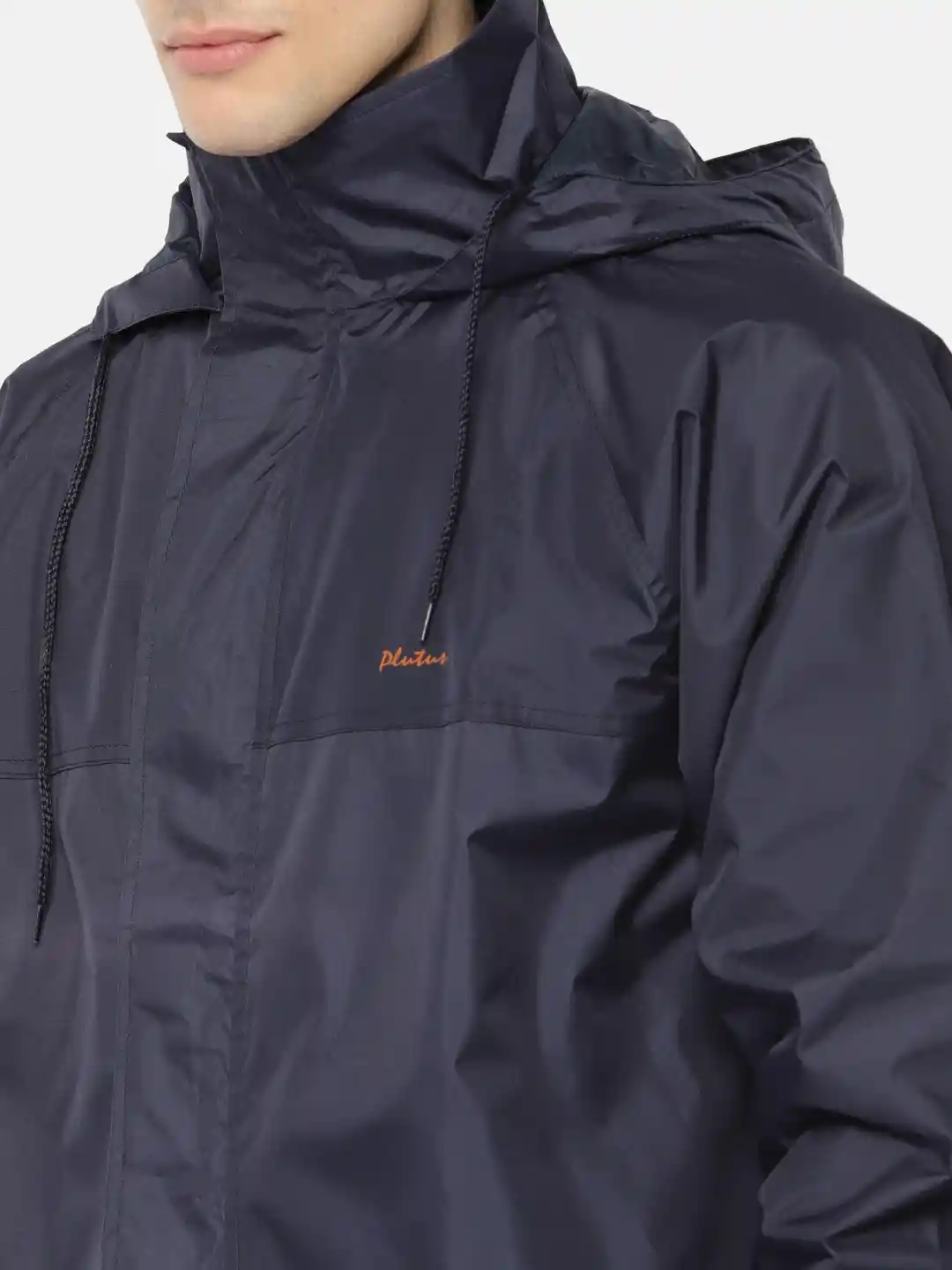 Rain Jacket Black Checkered Windbreaker Plutus Men Navy Solid