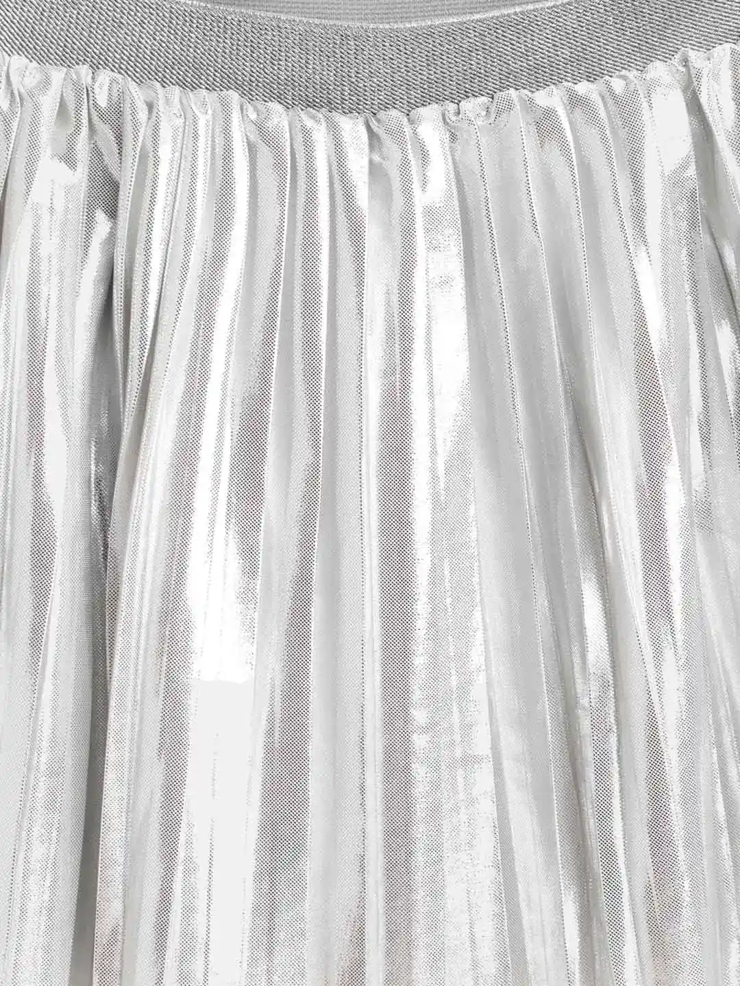 Buy Mango Kids Girls Silver Solid Shimmer Accordian Pleat Flared