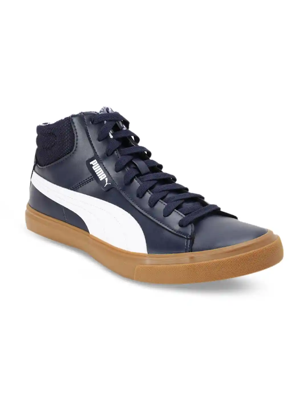 Casual Shoe Puma Men\u0026#039;s Grip Mid Idp Sneakers Puma Men Navy Blue White  Colourblocked Leather Grip Mid Mid-Top Sneakers
