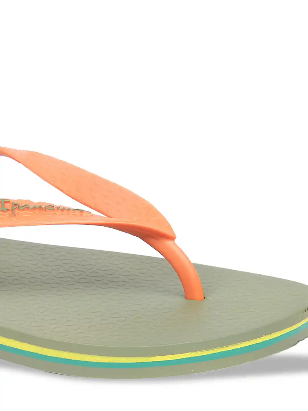 Buy iPanema Men Orange Olive Green Solid Thong Flip-Flops Flip