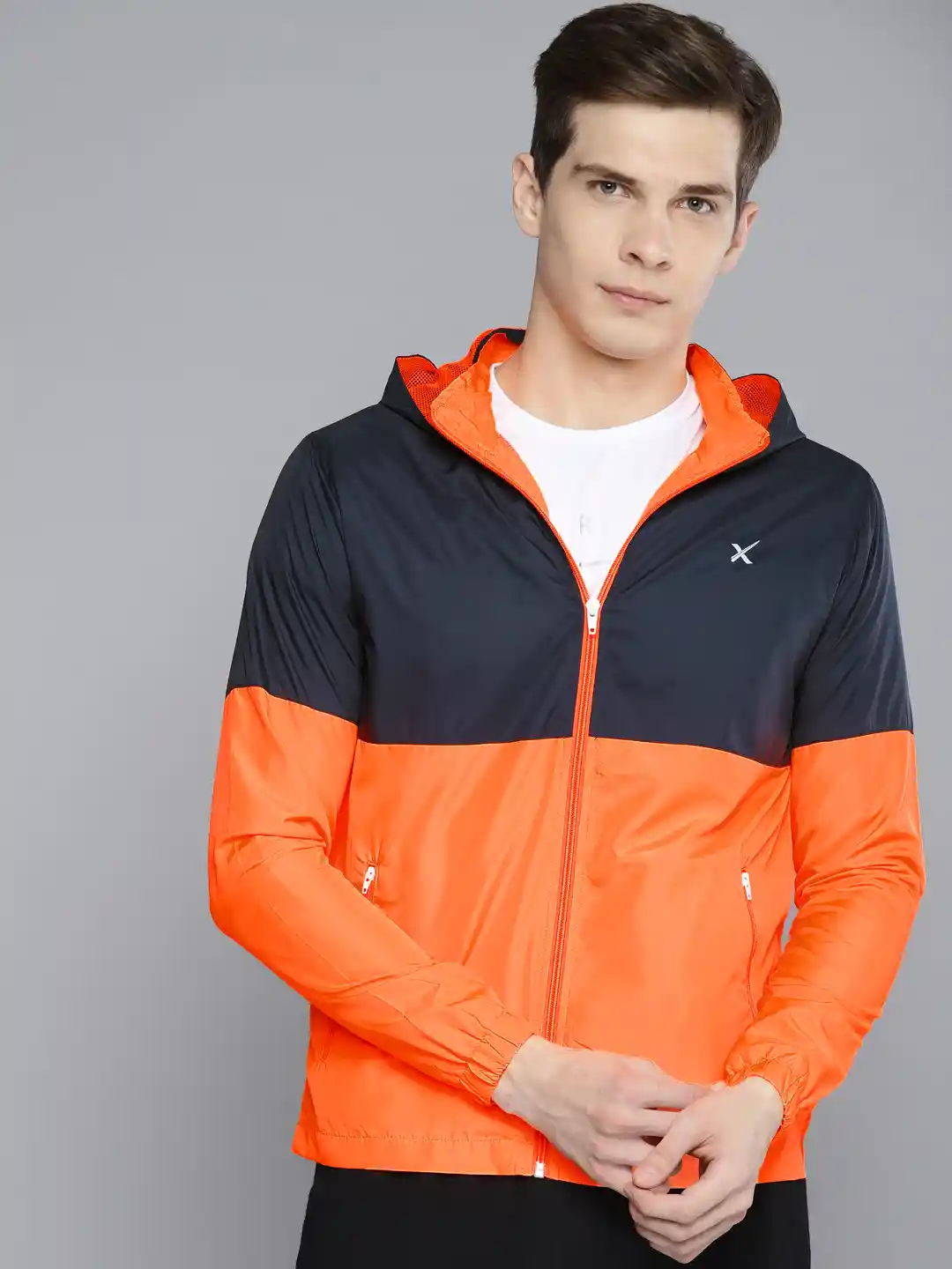 Buy HRX by Hrithik Roshan Men Black Neon Orange Colourblocked