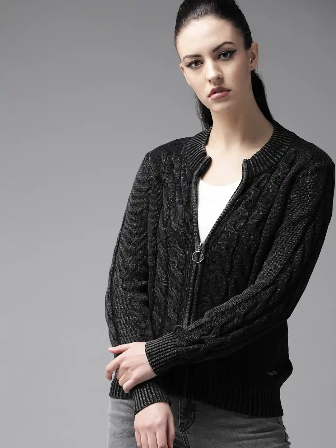 Buy The Roadster Lifestyle Co Women Charcoal Grey Self Design