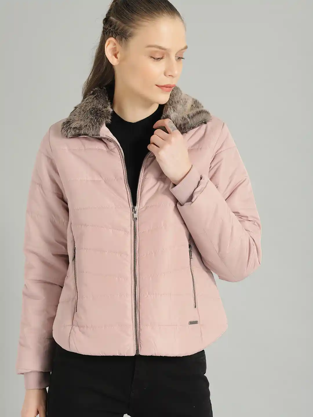 Buy The Roadster Lifestyle Co Women Pink Solid Puffer Jacket