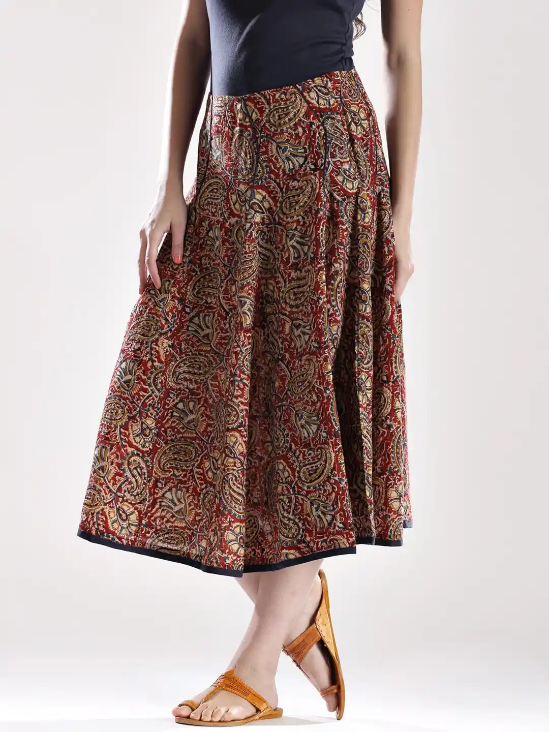 Buy Fabindia Multicoloured Kalamkari Print A-Line Skirt Skirts for