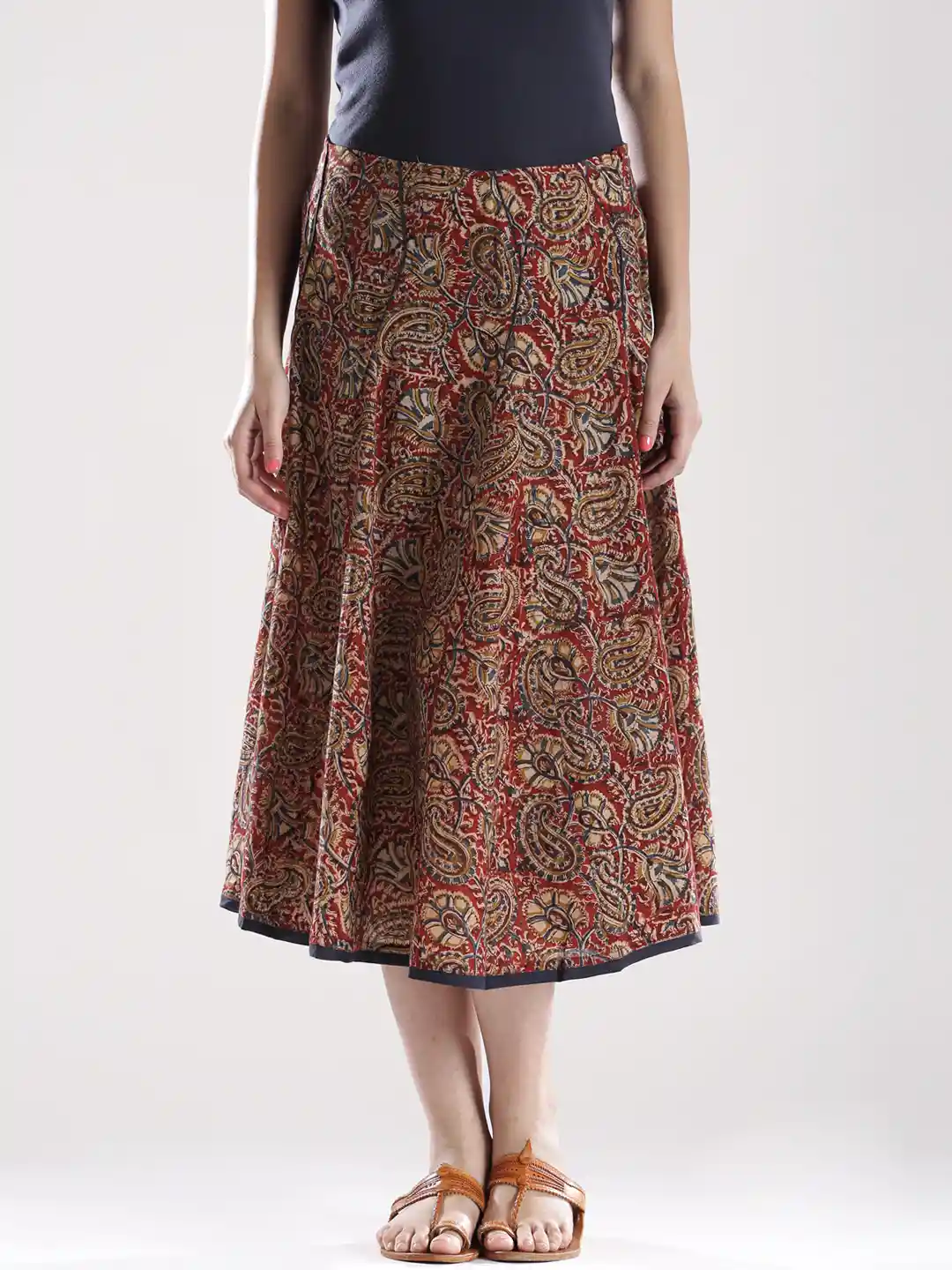 Buy Fabindia Multicoloured Kalamkari Print A-Line Skirt Skirts