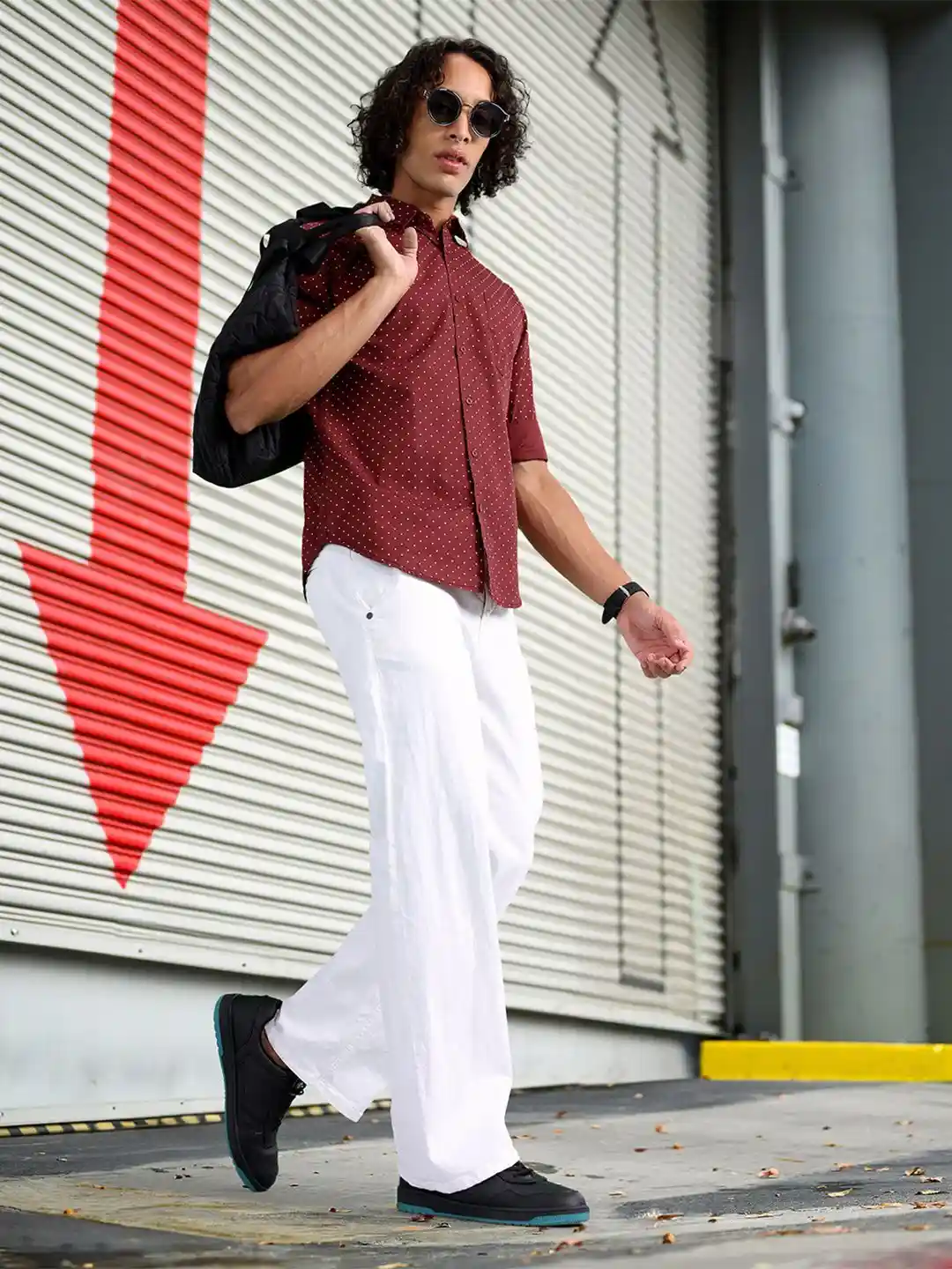 HERE&NOW Men Maroon White Slim Fit Printed Casual Shirt