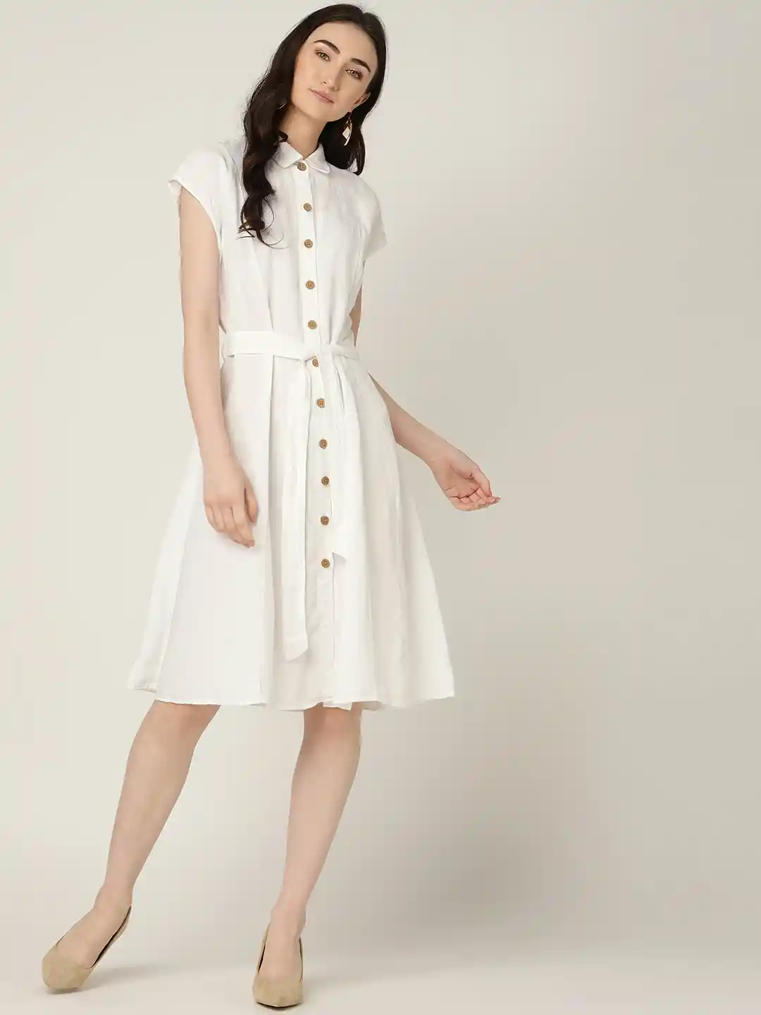 Buy MANGO Women White Solid Shirt Dress Dresses for Women