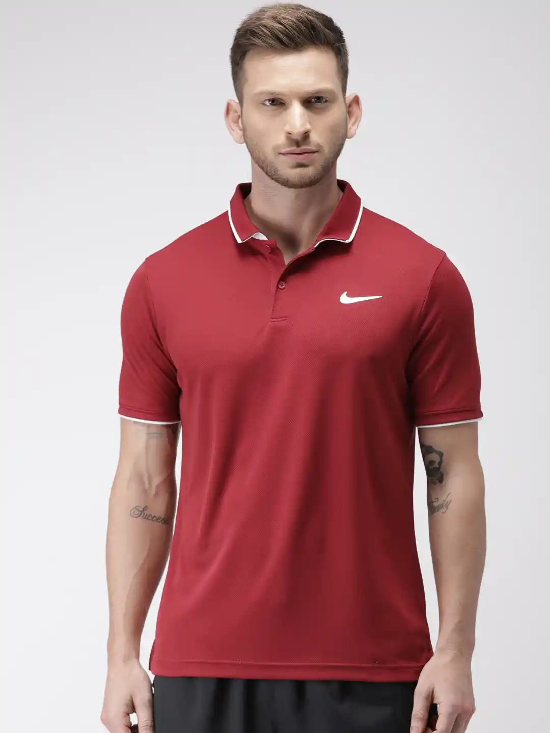 Buy Nike Men Maroon Solid Standard Fit AS M NKCT DRI-FIT Polo