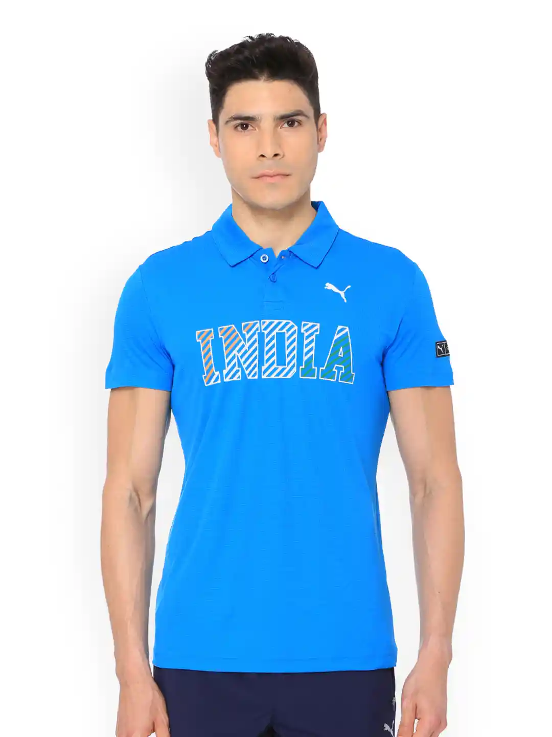 Buy Puma Blue one8 Cricket Virat Kohli Printed Polo Collar T-shirt