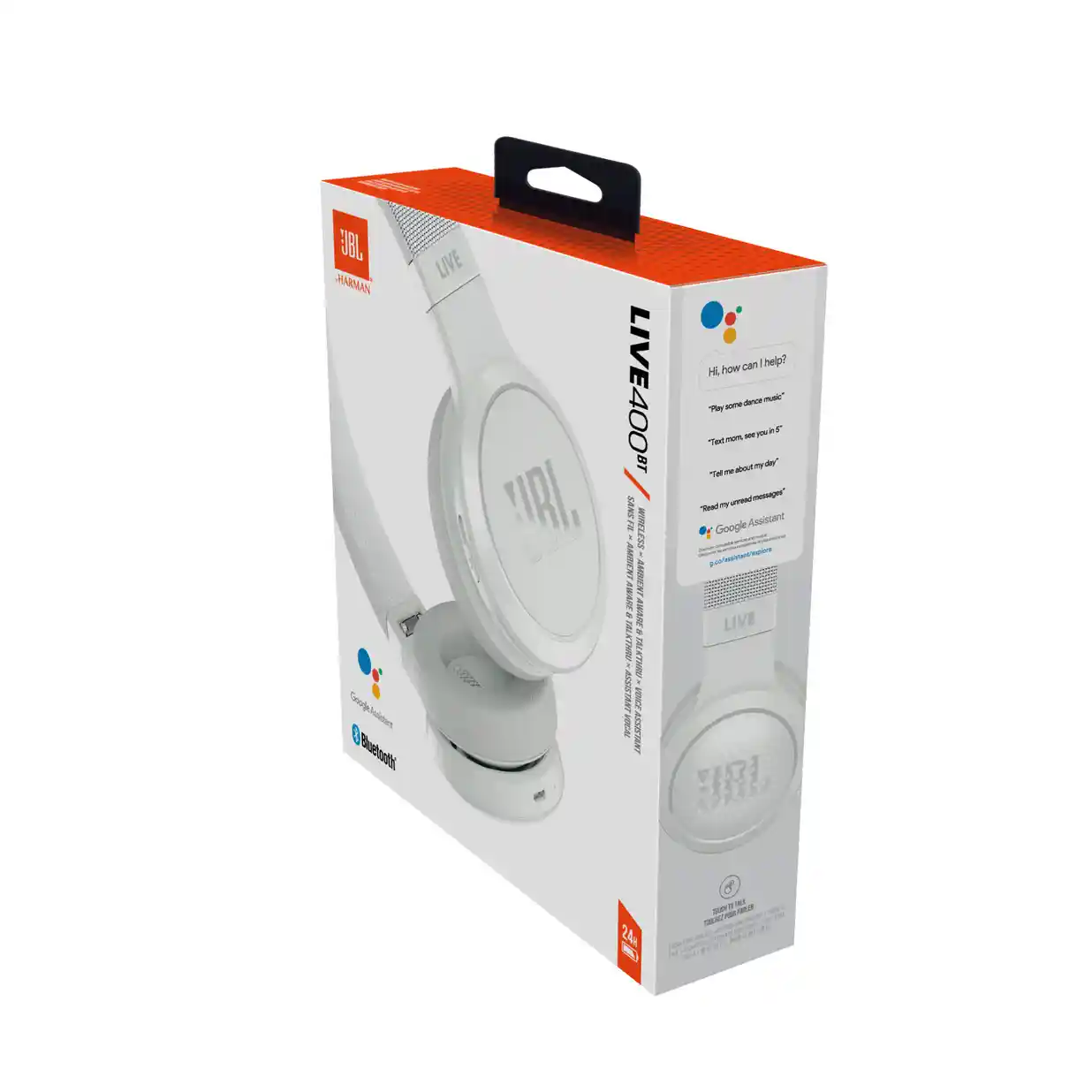 Buy JBL White Live 400BT Wireless On-Ear Voice Enabled Headphones