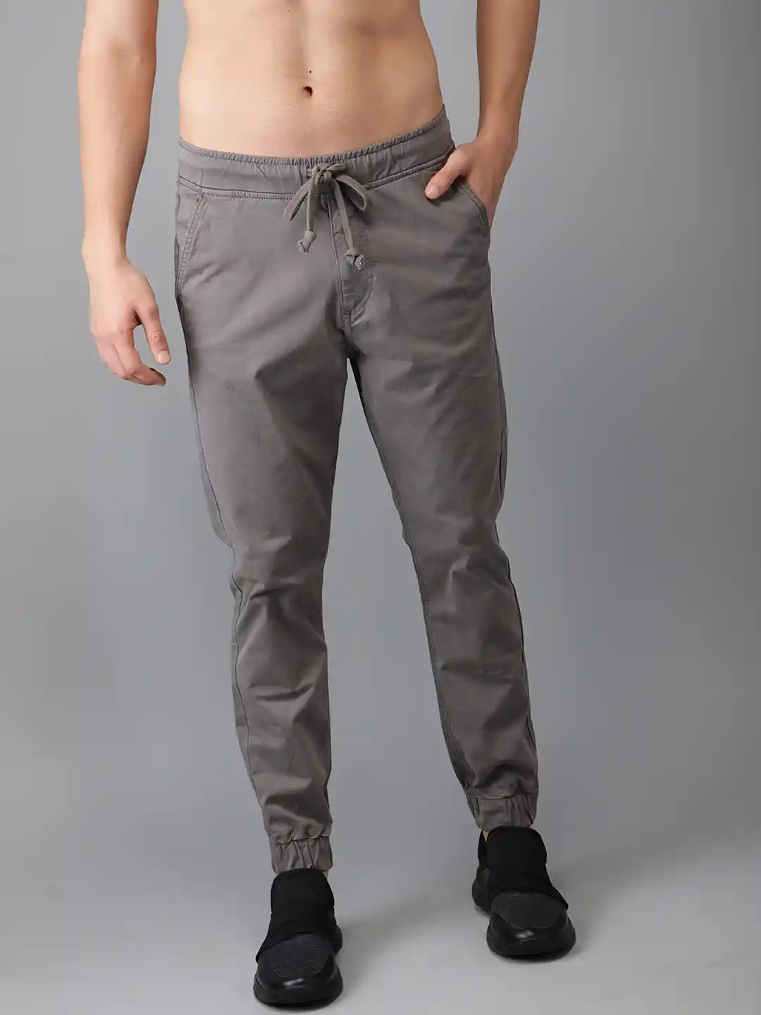 Buy HERE&NOW Men Grey Slim Fit Joggers - Trousers for Men
