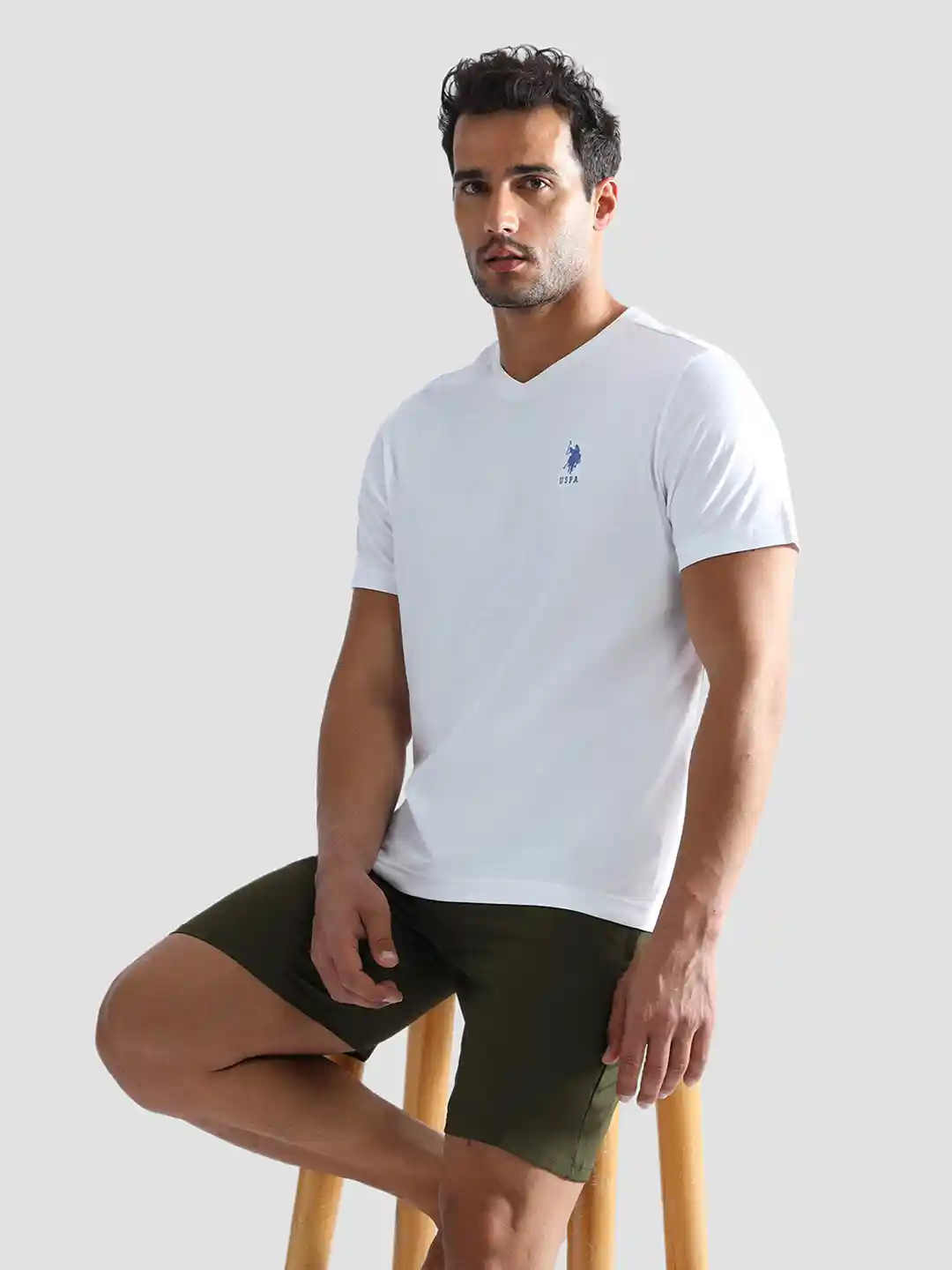 Buy Polo Men White Solid V-Neck T-shirt Lounge