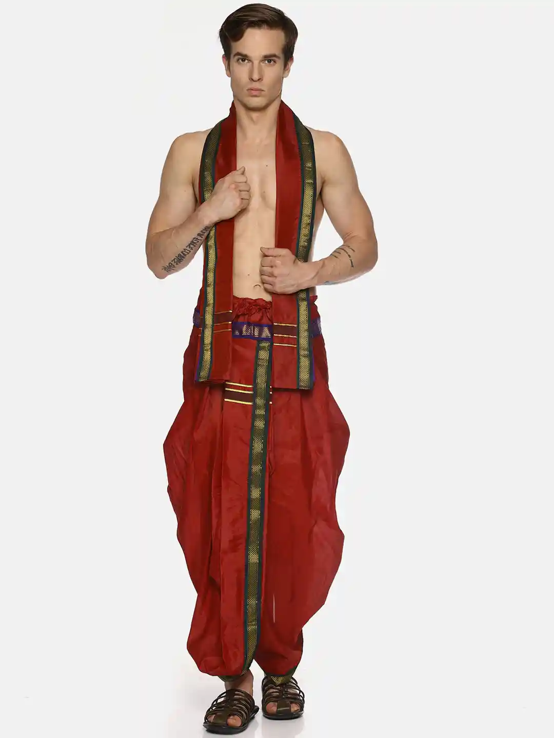 Buy Sethukrishna Men Maroon Solid Readymade Dhoti Pants With