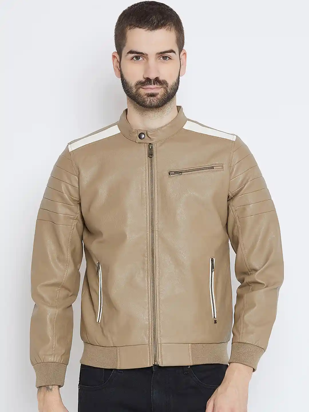 Leather Jacket Duke Jackets For Mens Duke Men Beige Solid