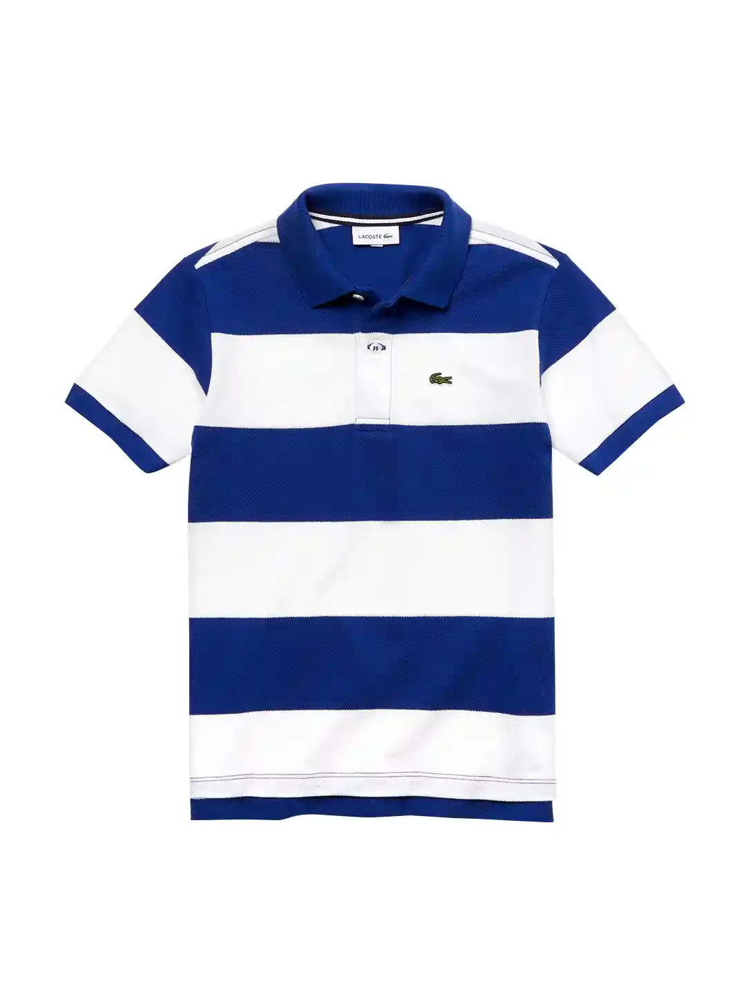 Buy Lacoste Boys White Striped Polo Collar Pure Cotton T-shirt