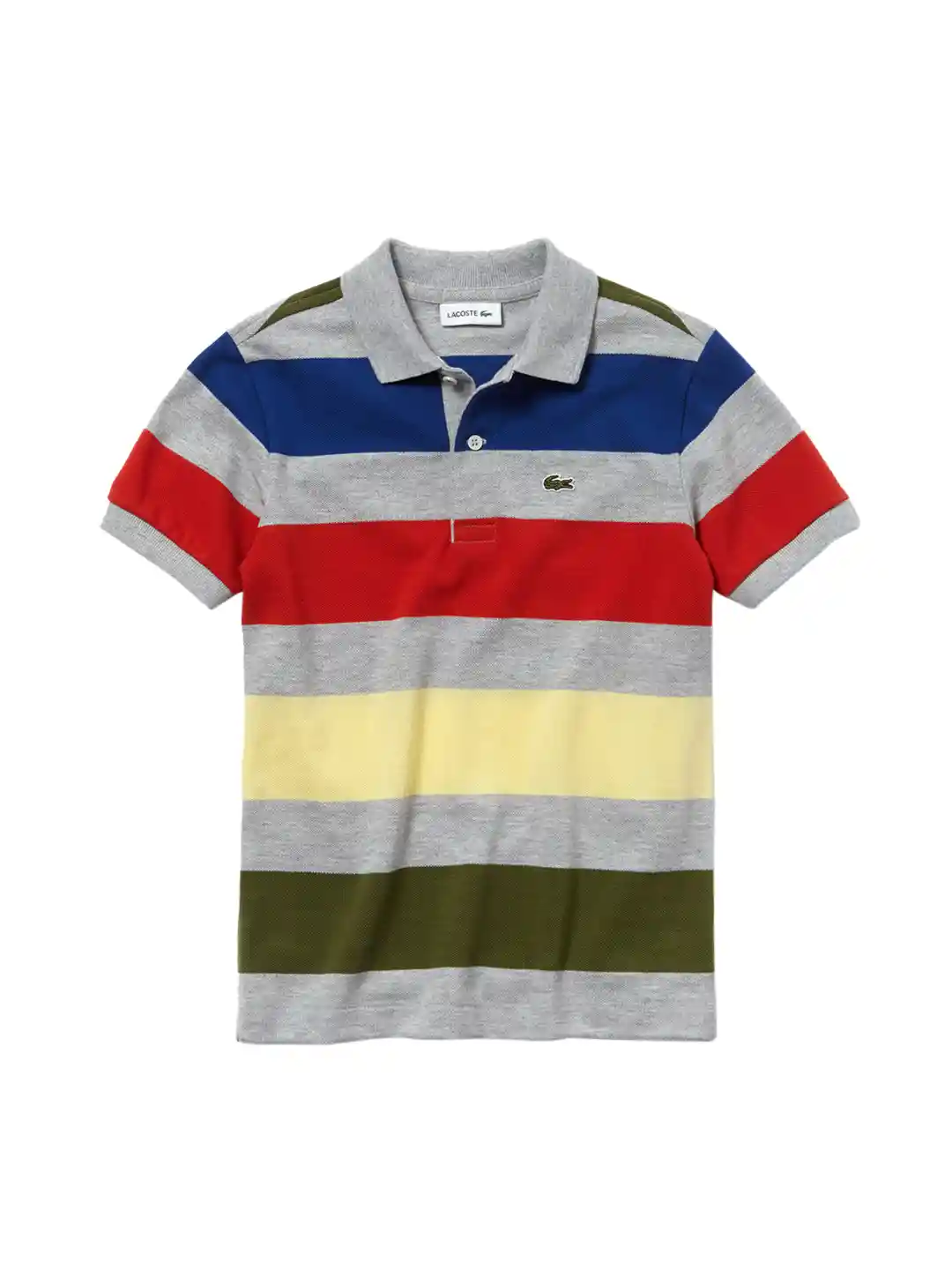 Buy Lacoste Boys Multicoloured Striped Polo Collar Pure Cotton T