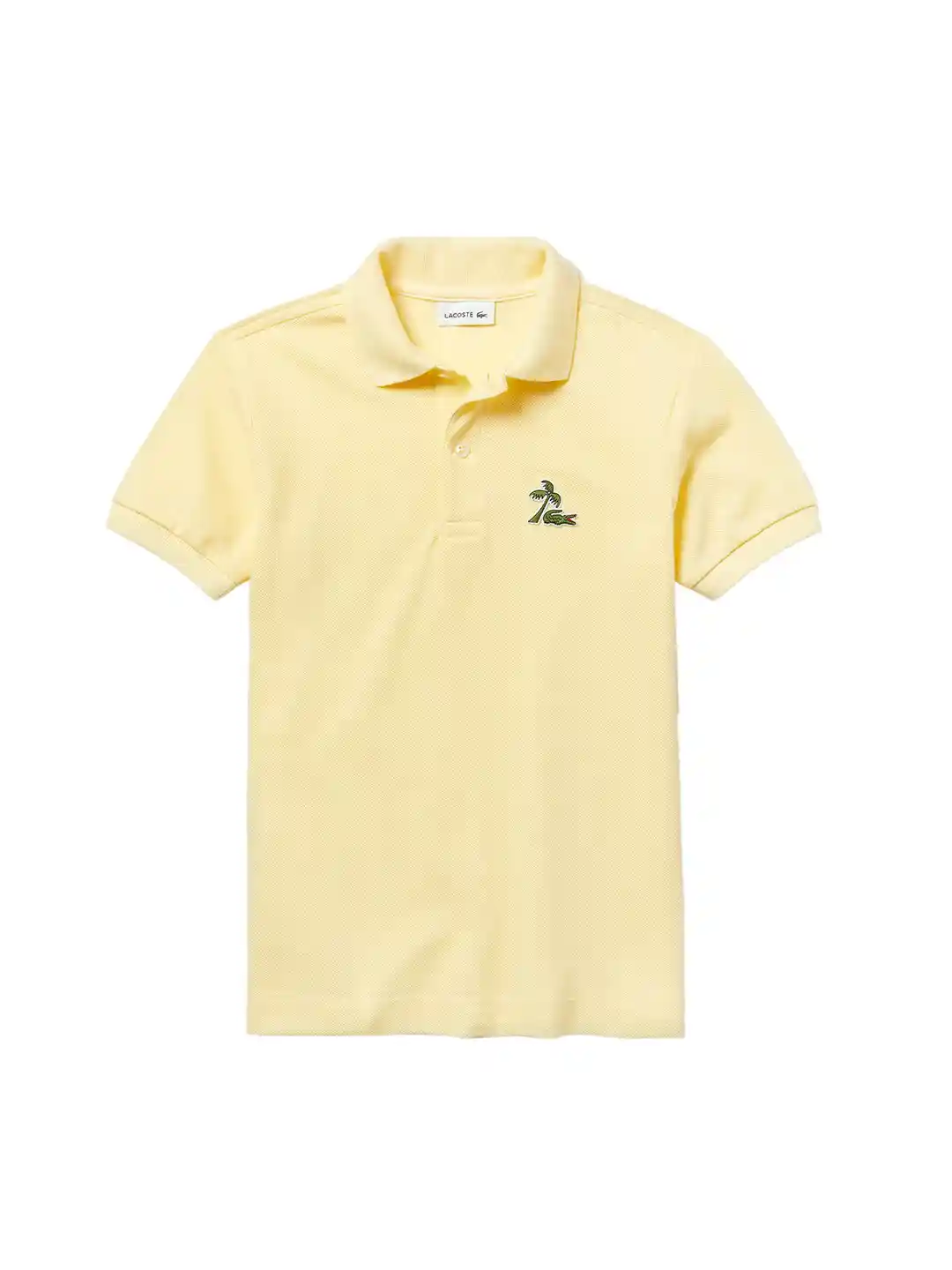 Buy Lacoste Boys Yellow Solid Polo Collar Pure Cotton T-shirt