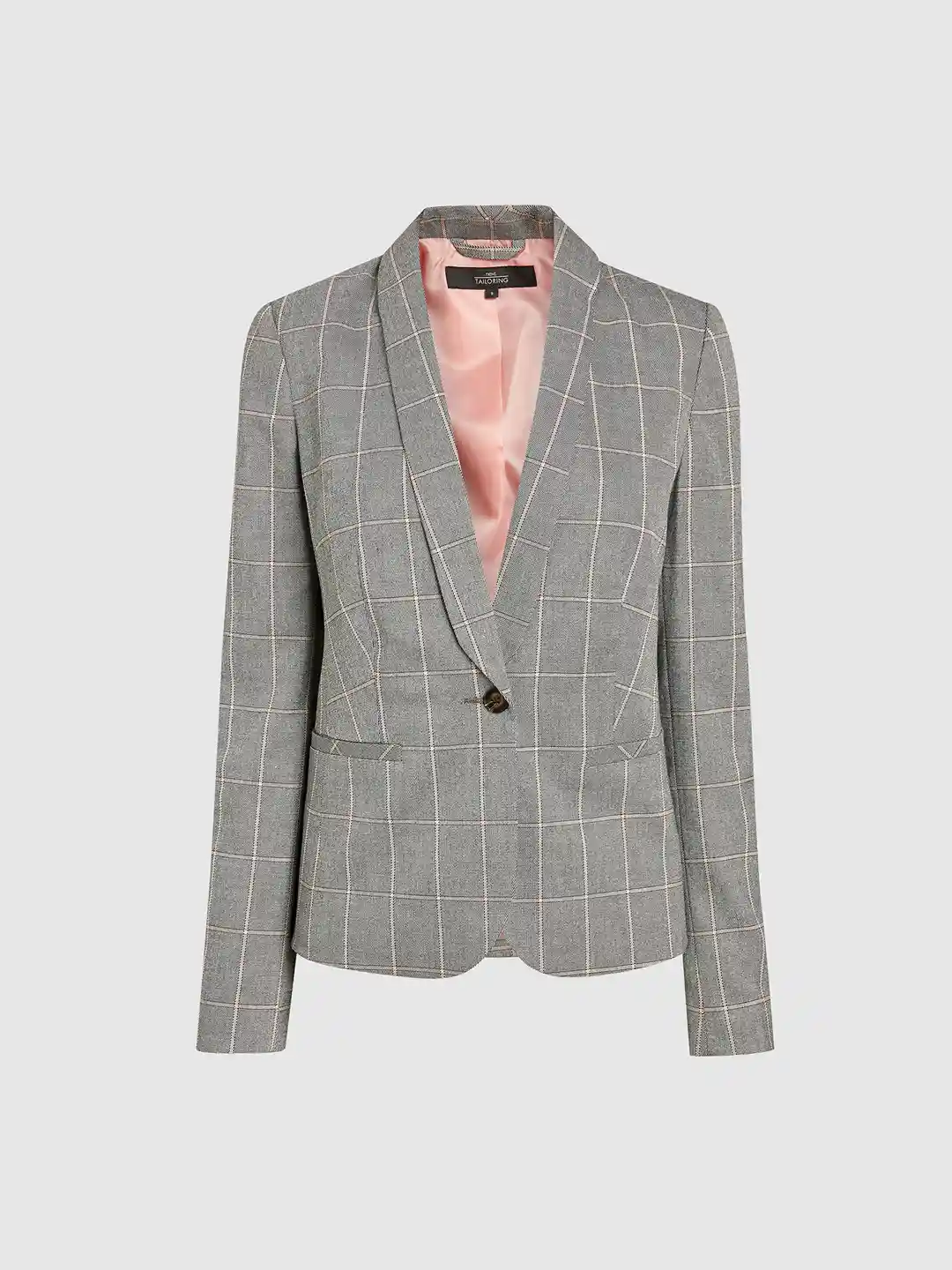 Buy NEXT Women Grey Pink Tailored Fit Checked Single-Breasted