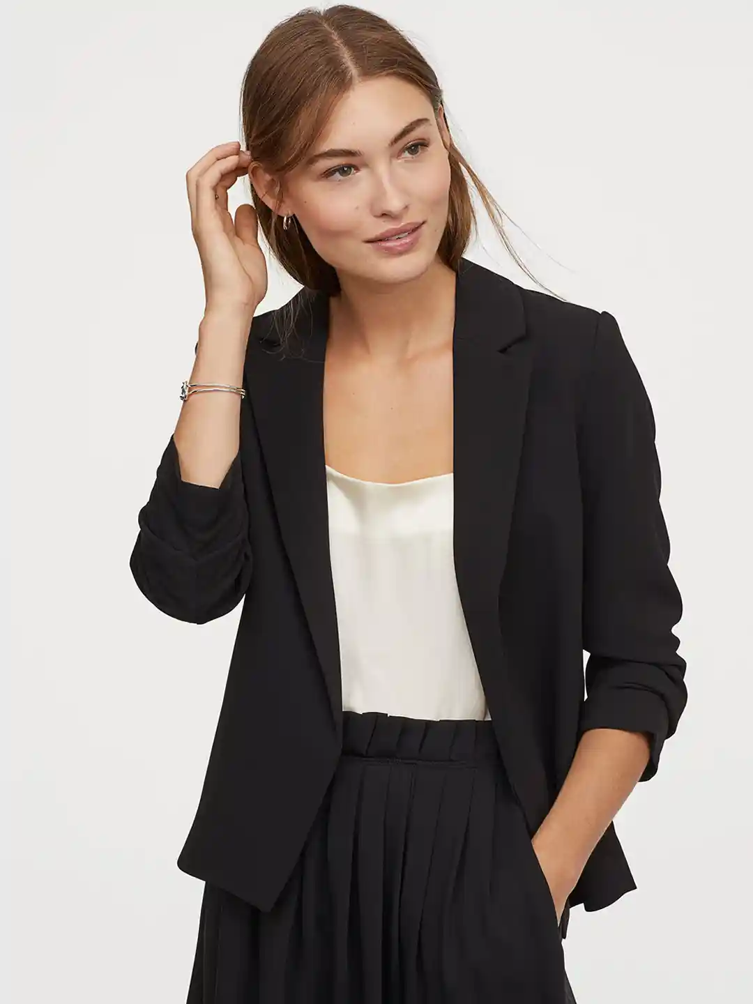 Buy H&M Black Jacket With Gathered Sleeves Blazers for Women