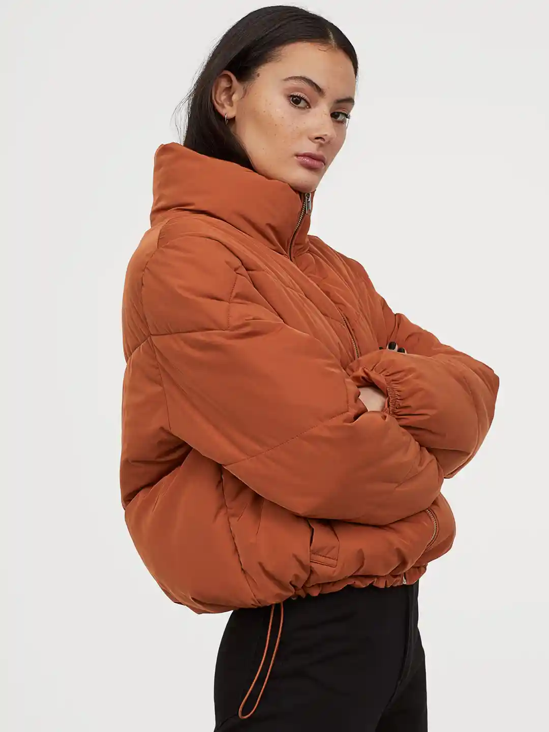 Buy H&M Women Rust Orange Boxy Puffer Jacket Jackets for Women
