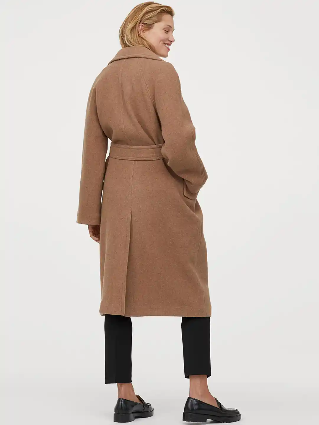 Buy H&M Women Beige Long Wool-Blend Coat Coats for Women