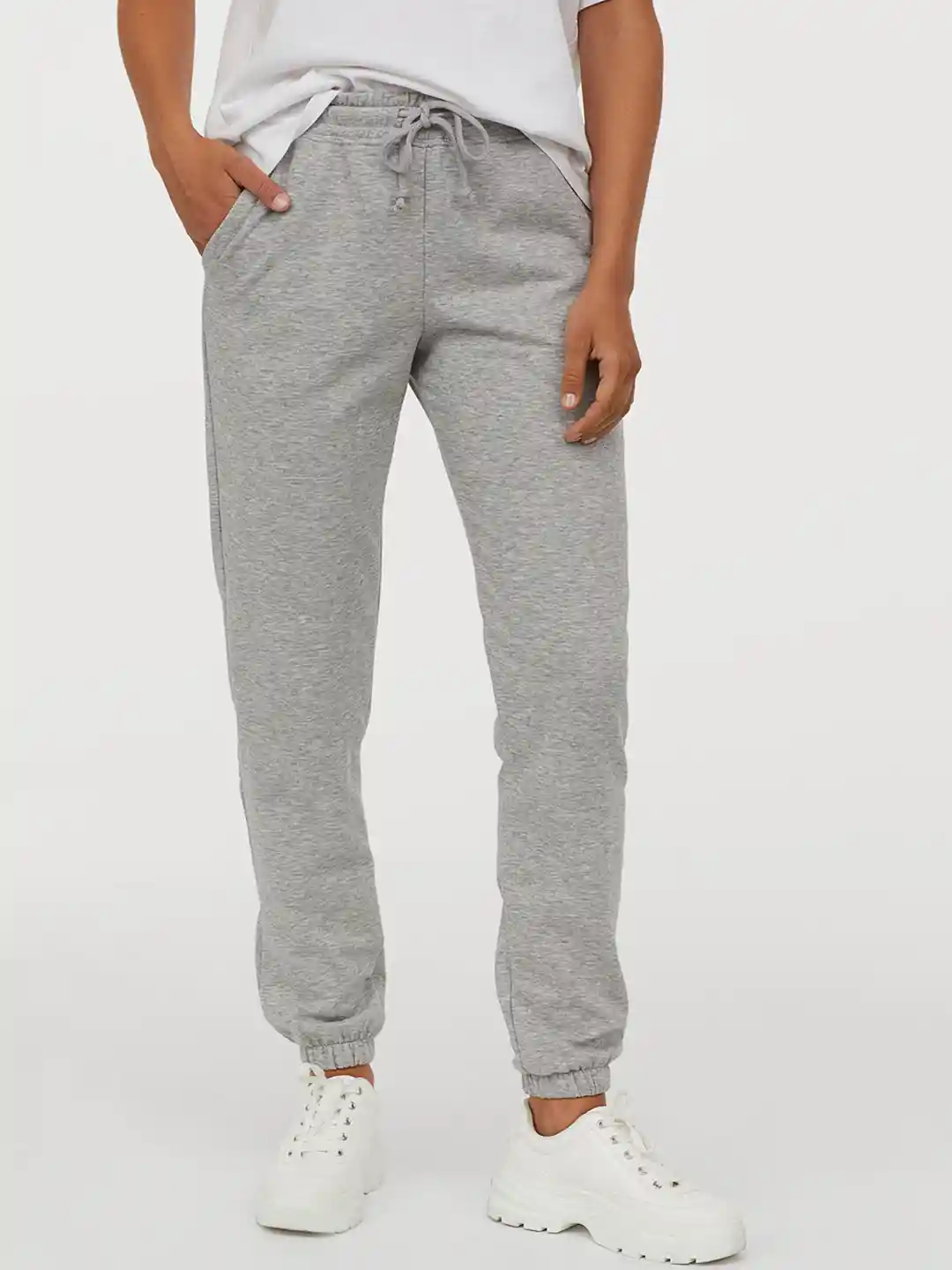 Buy H&M Women Grey Solid Sweatpants Trousers for Women 11024660