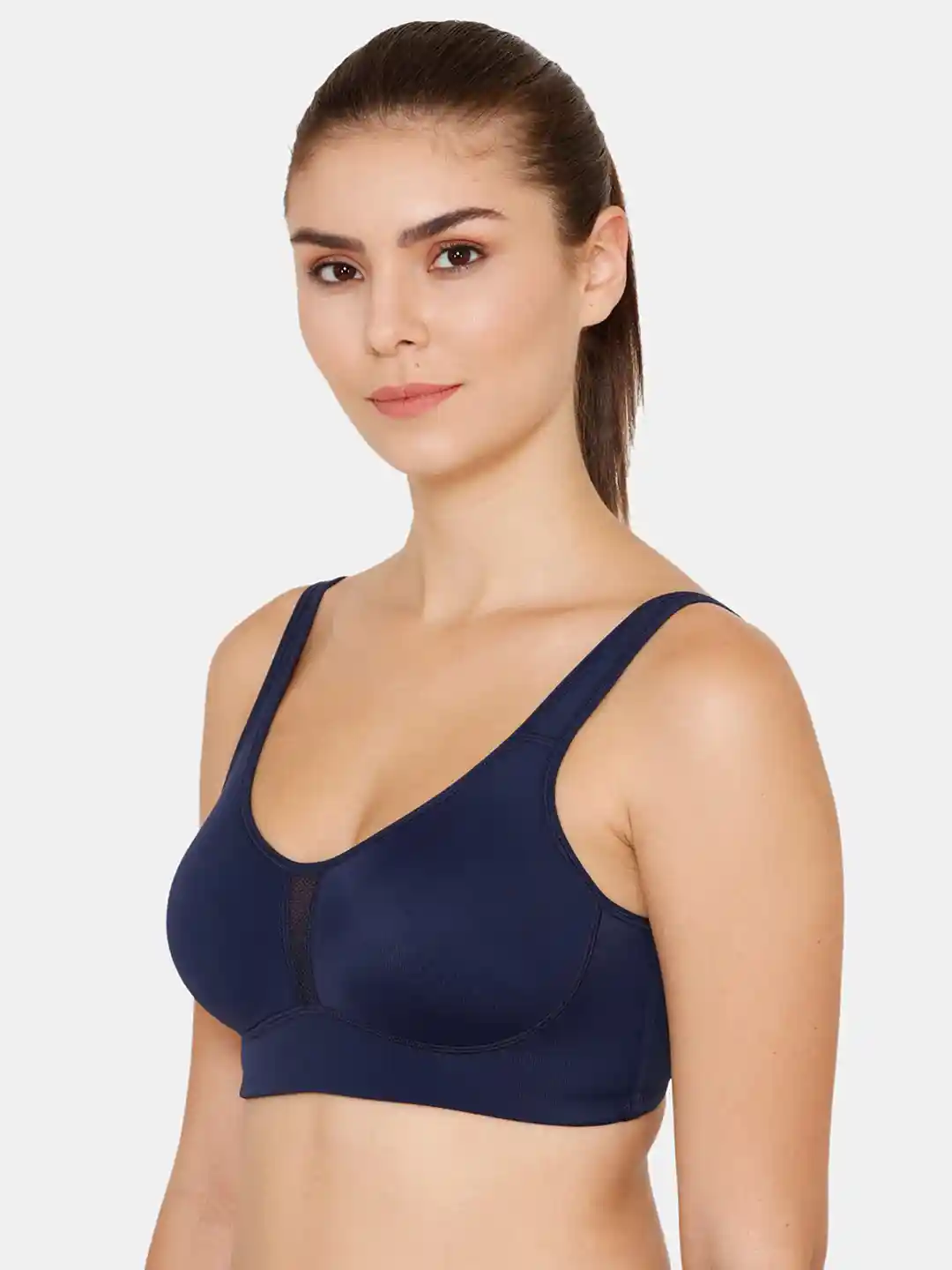 Buy Zelocity by Zivame Navy Blue Solid Non-Wired Non Padded Sports