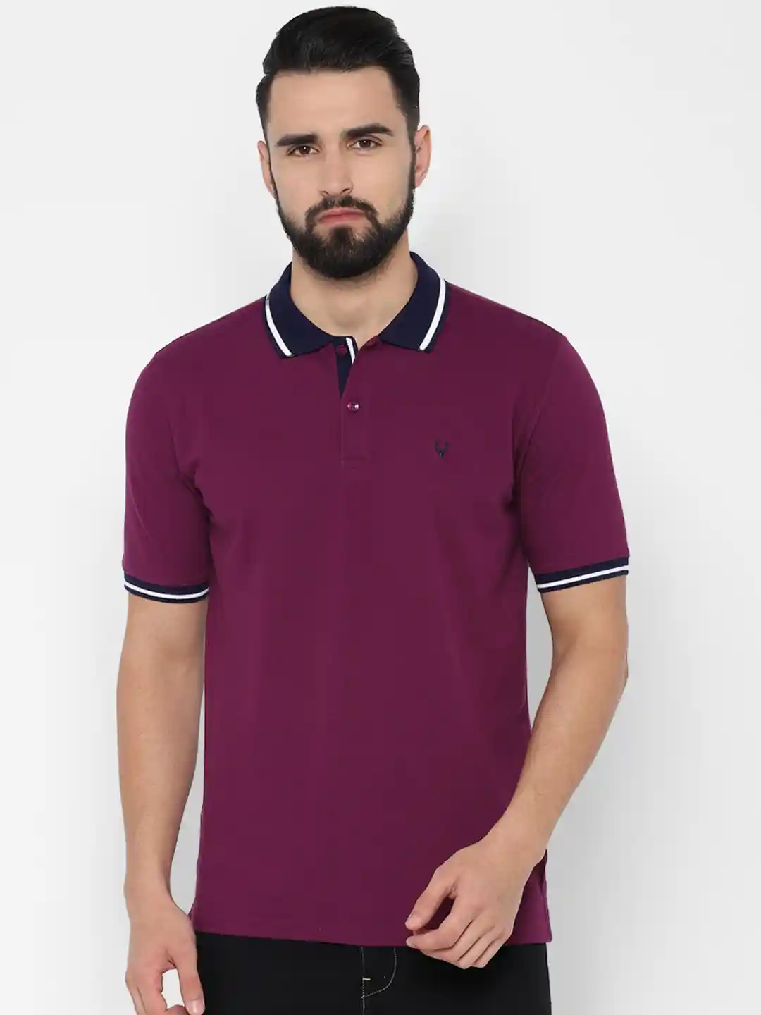 Buy Allen Solly Men Purple Solid Polo Collar T-shirt Tshirts for