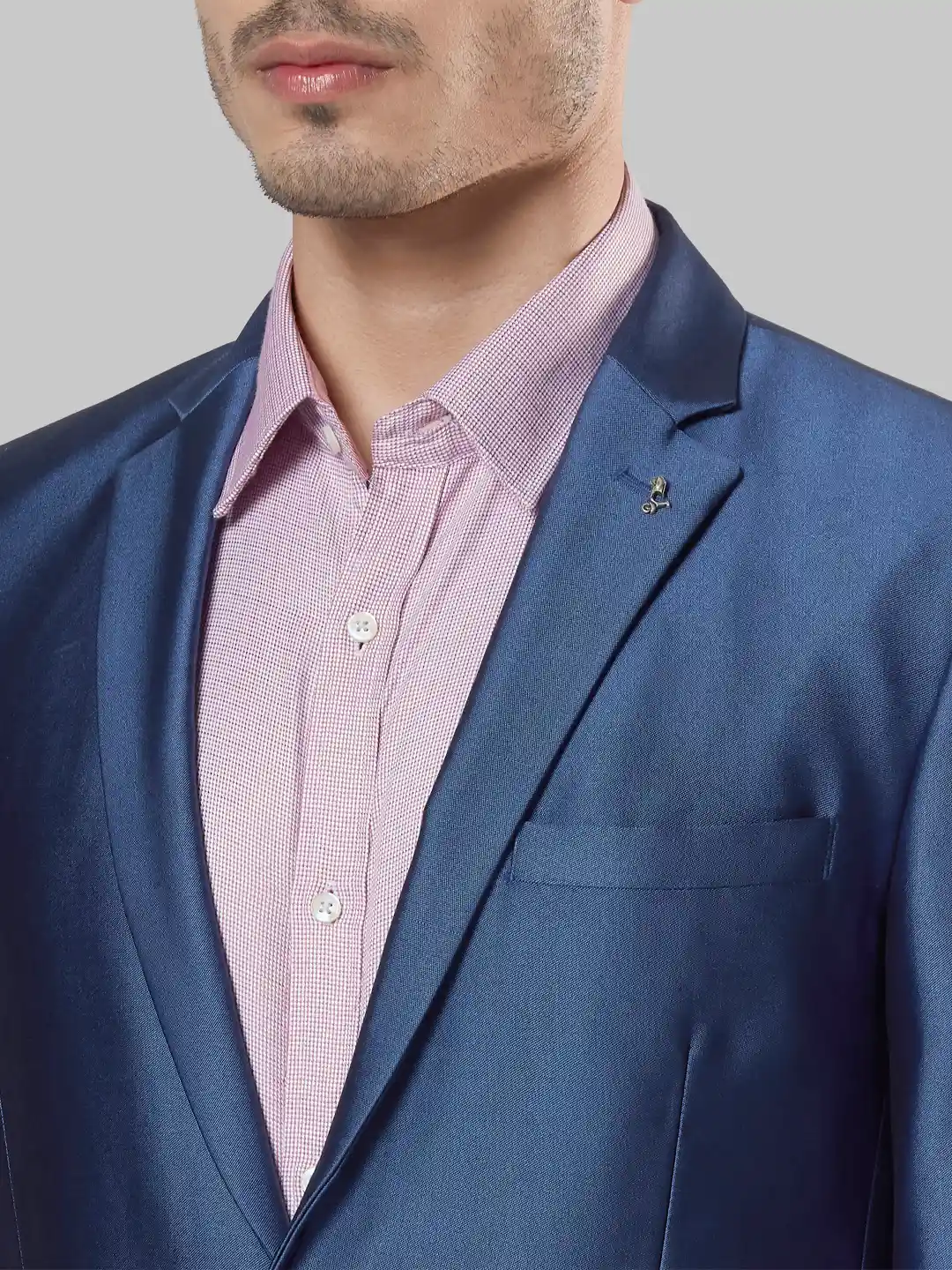 Buy Next Look Men Blue Solid Single-Breasted Super Slim-Fit