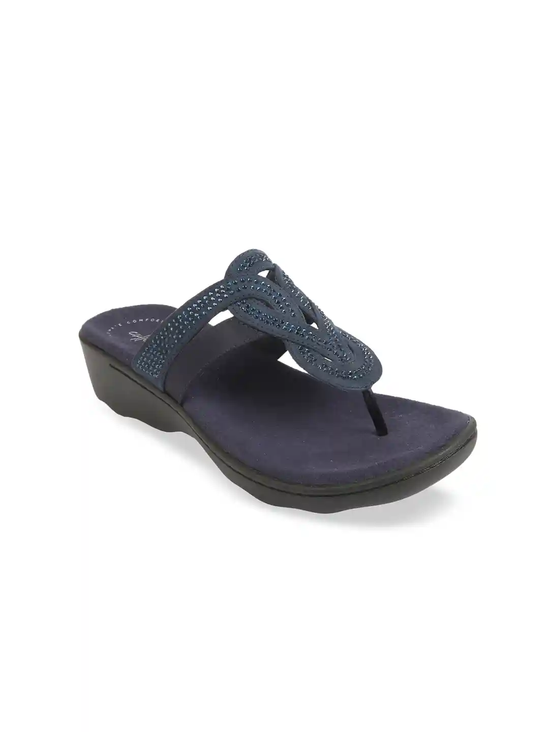 Buy Clarks Women Navy Blue Embellished Room Slippers Flip Flops