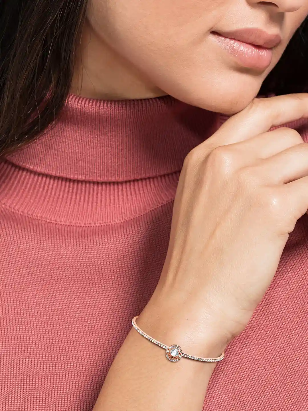 Rose Gold Swarovski Bangle Silver Swarovski Una Angelic Rose Gold