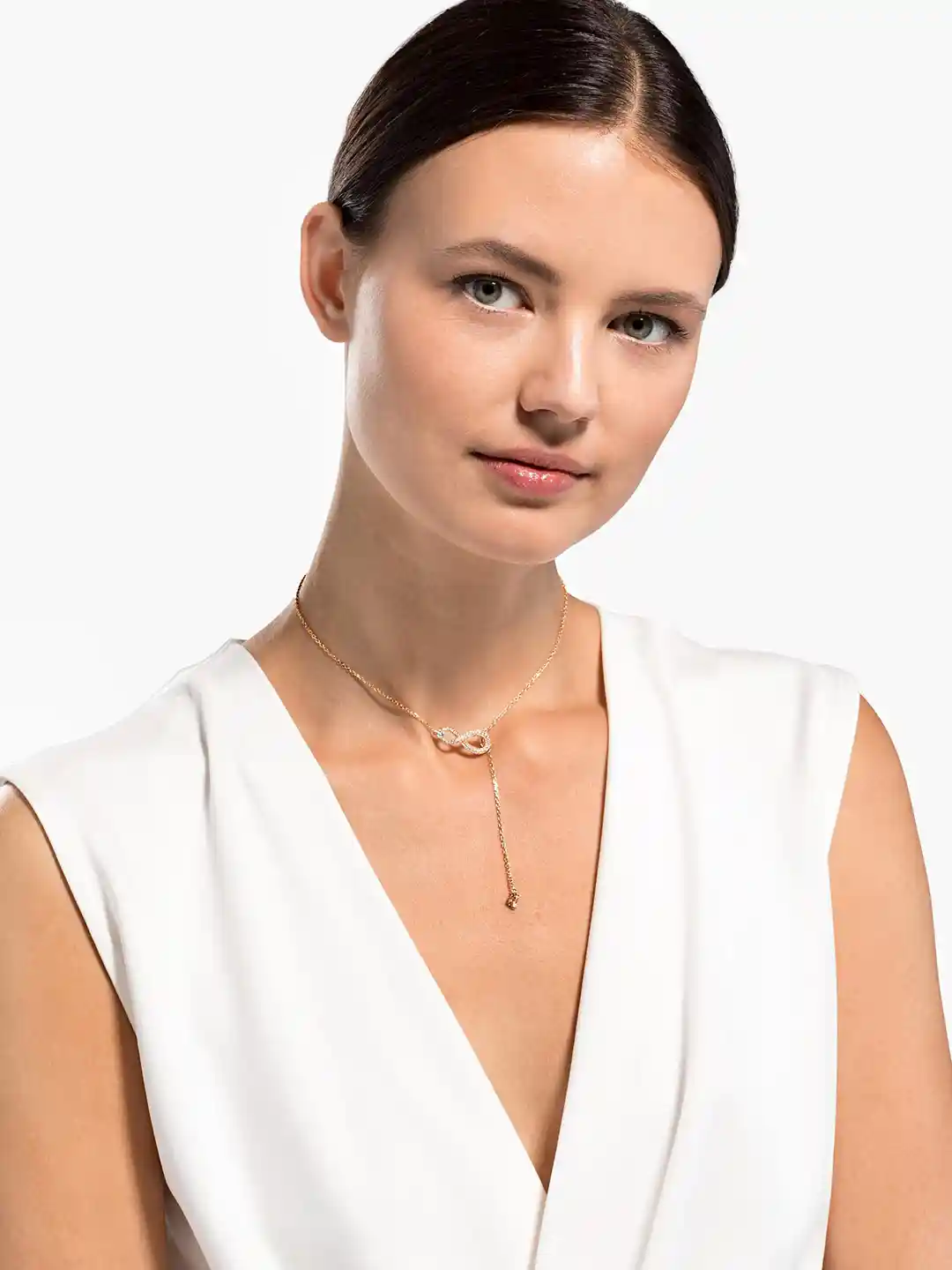 Buy SWAROVSKI White Rose Gold-Plated Infinity Y Necklace