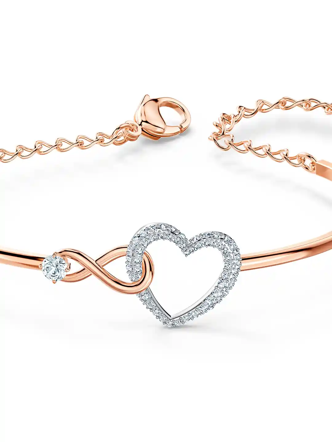 Buy SWAROVSKI White Mixed Metal Finish Infinity Heart Bangle