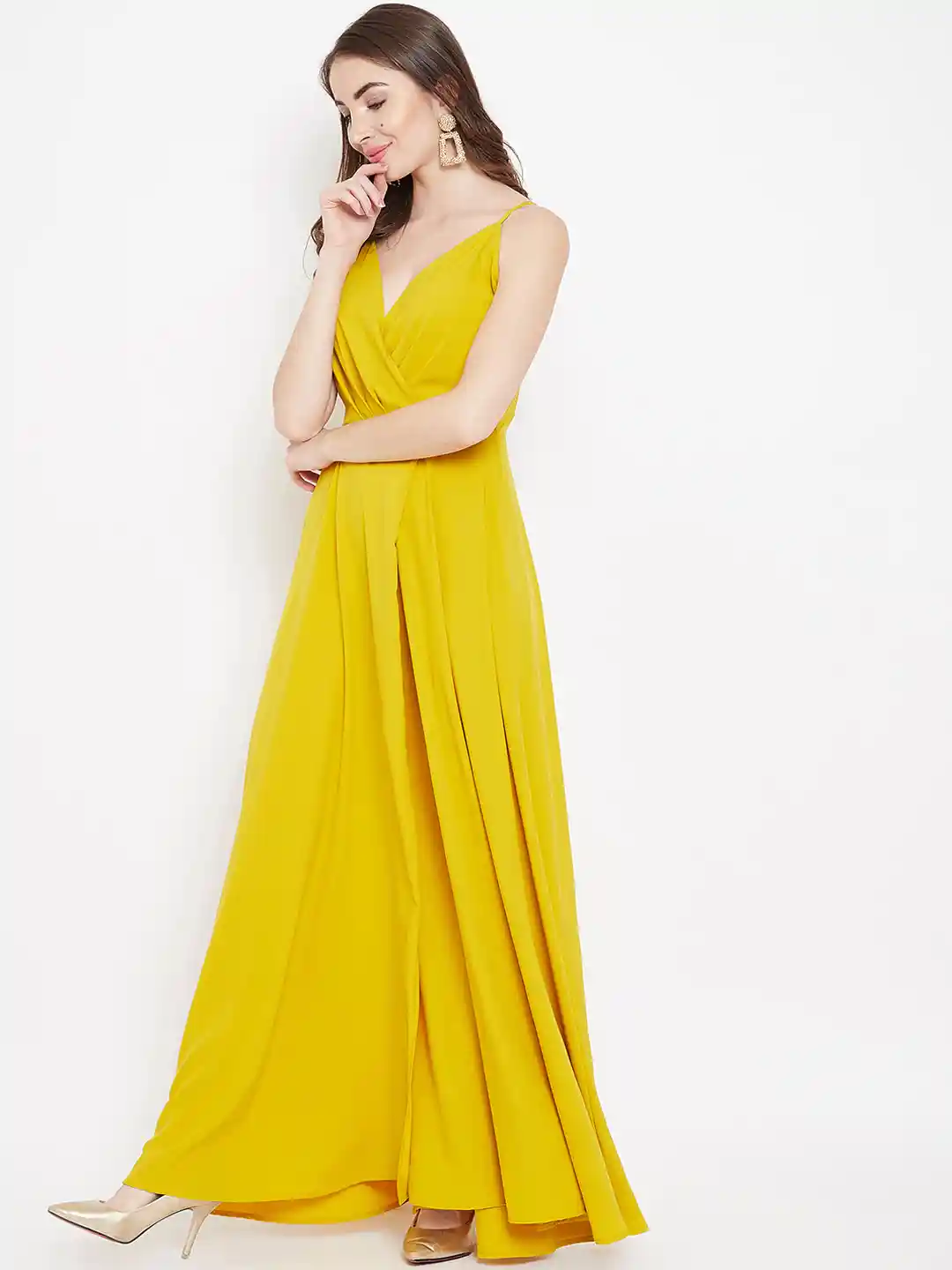 Sleeveless Maxi Yellow Long Dress Online Buy Berrylush Yellow Wrap