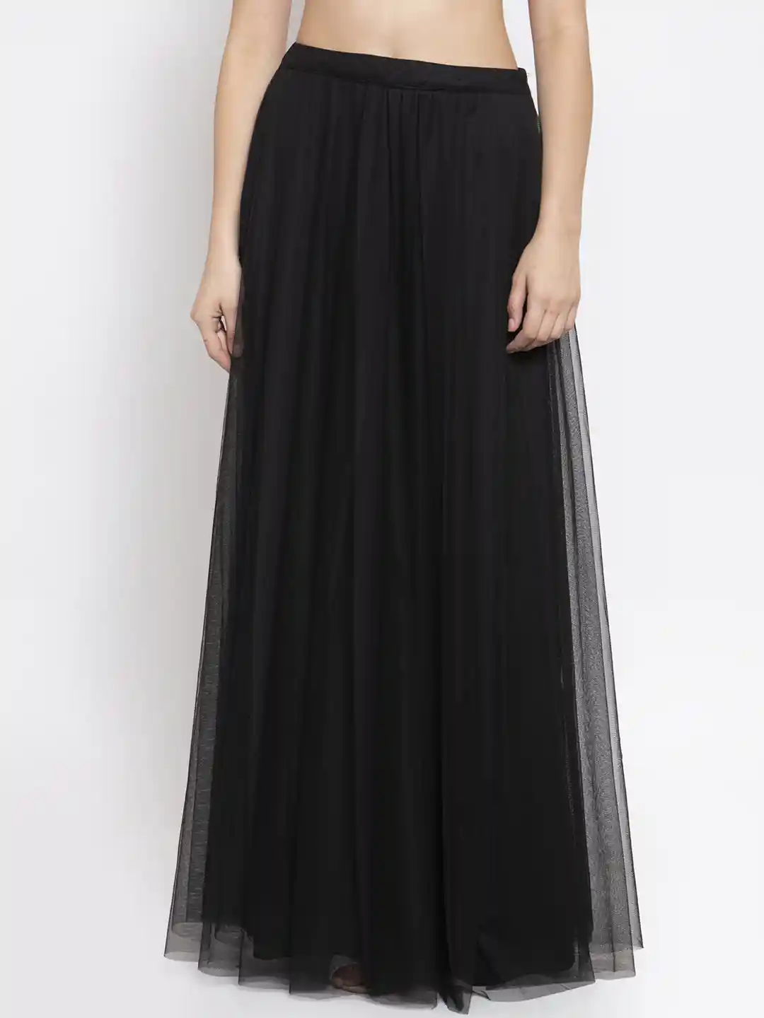 Buy Just Wow Women Black Solid Soft Net Fit Flared Party Wear