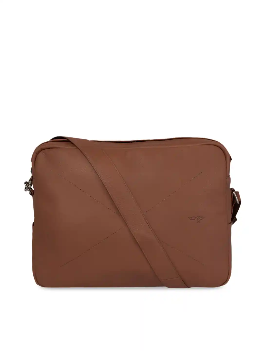 Buy Quick Brown Fox Men Tan Brown Solid Leather Messenger Bag