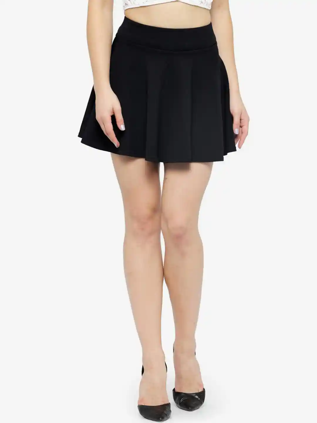 N-Gal Black Flared Mini Skirt