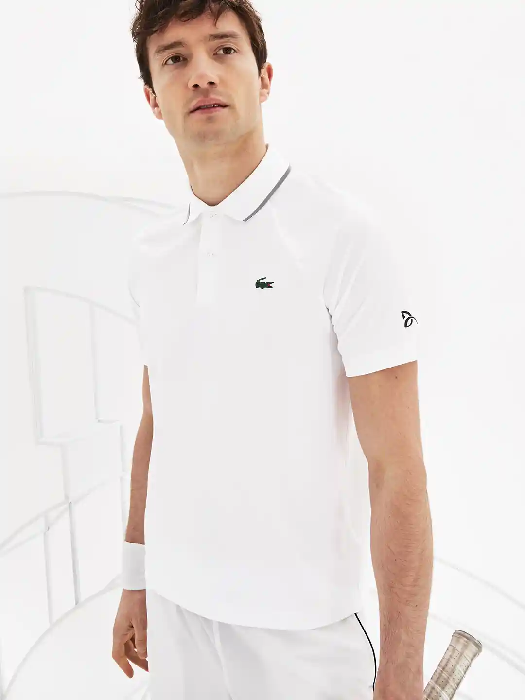 Buy Lacoste Men White Solid Polo Novak Djokovic Exclusive