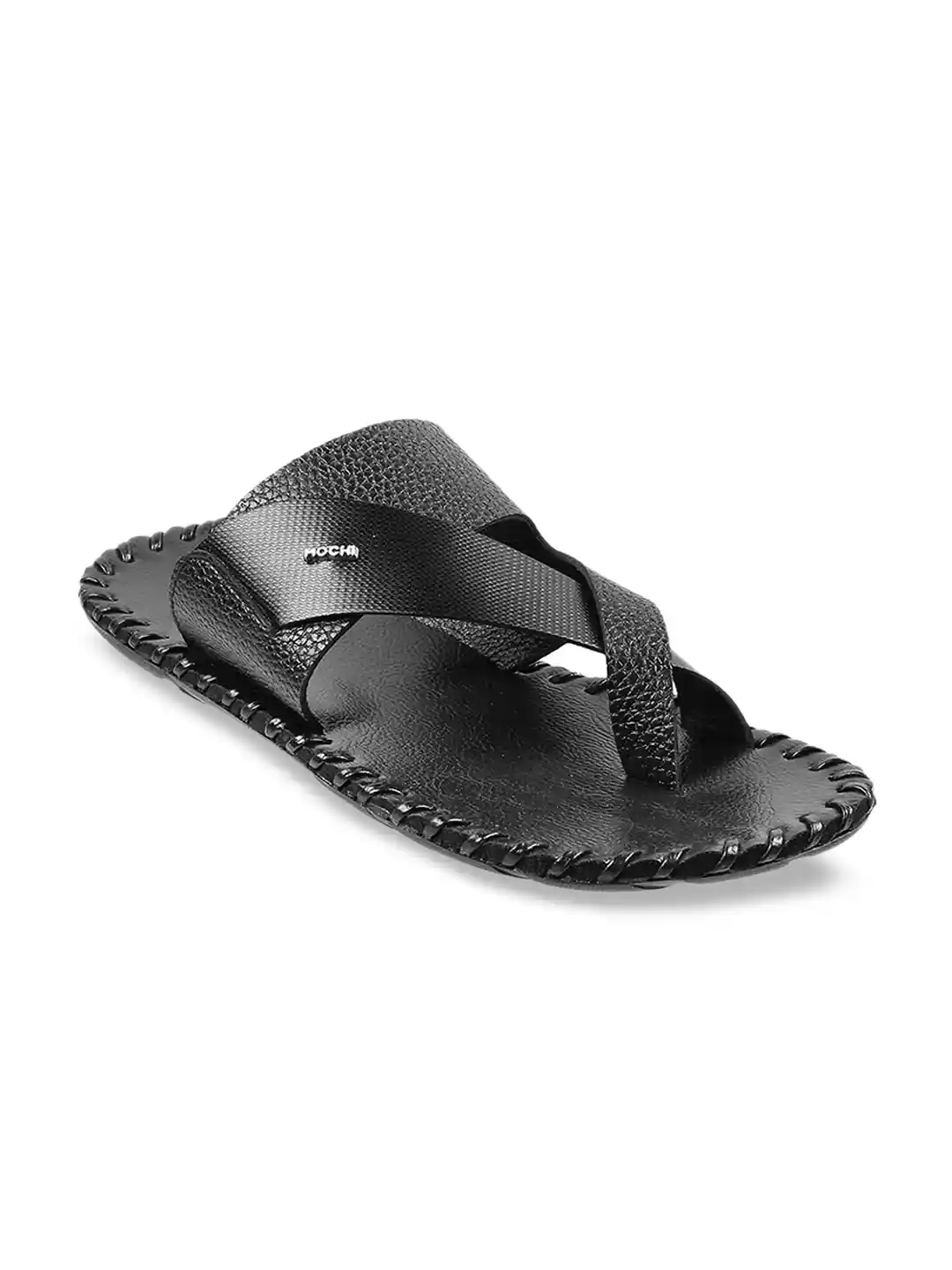 Buy Mochi Men Black Leather Sandals Sandals for Men 10124863