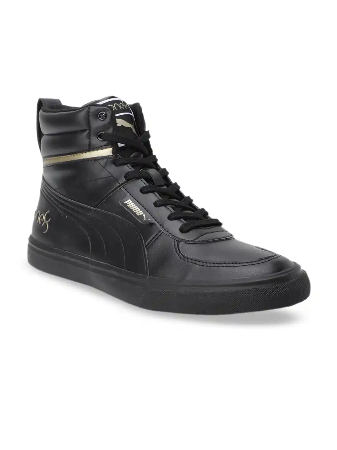 Buy Puma Men Black Solid Synthetic One8 Mid High-Top Sneakers