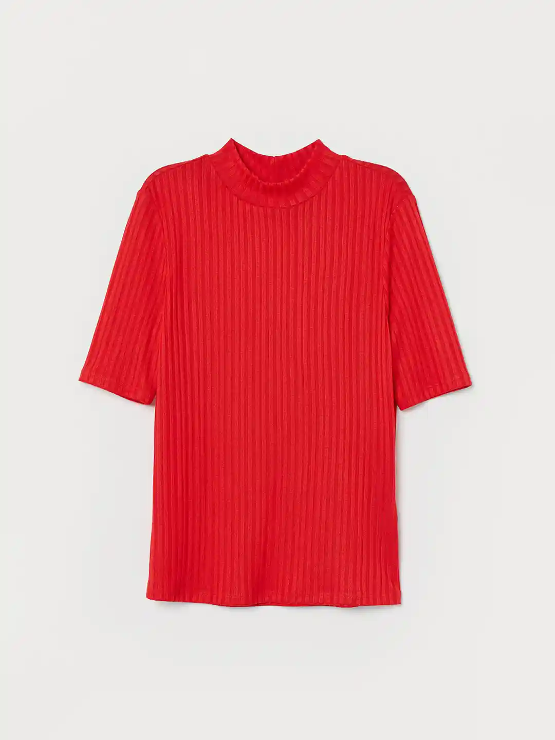 H&m Mock Turtleneck Tops For Ladies Ribbed Red Mock Neck Shirt