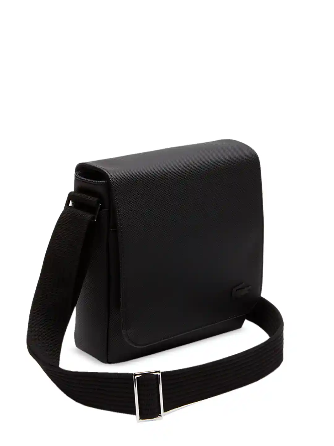 Buy Lacoste Men Black Solid Classic Petit Piqu Flap Messenger Bag