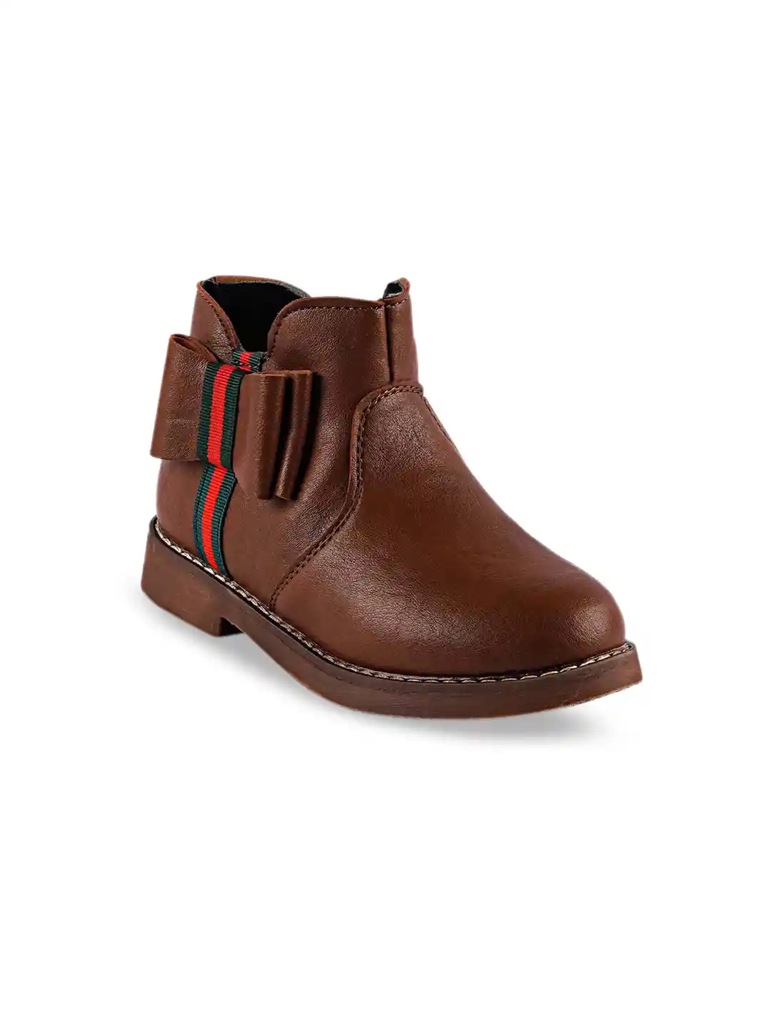 Buy Walktrendy Girls Brown Solid Synthetic High-Top Flat Boots