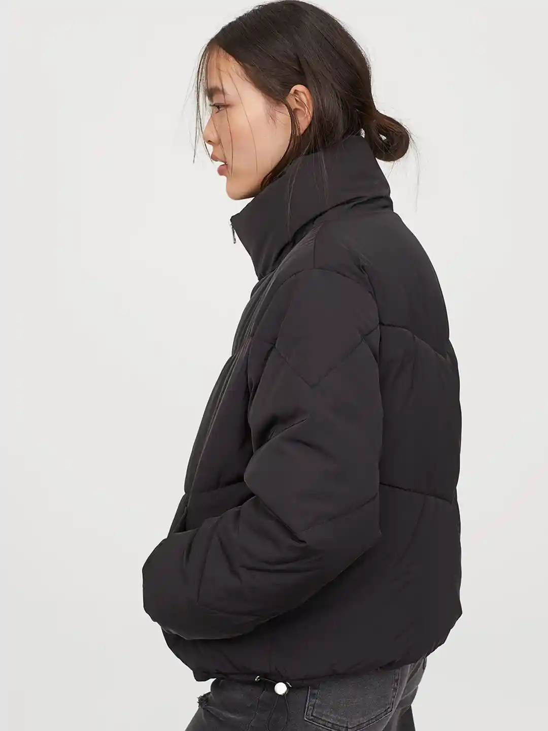Buy H&M Women Black Solid Boxy Puffer Jacket Jackets for Women