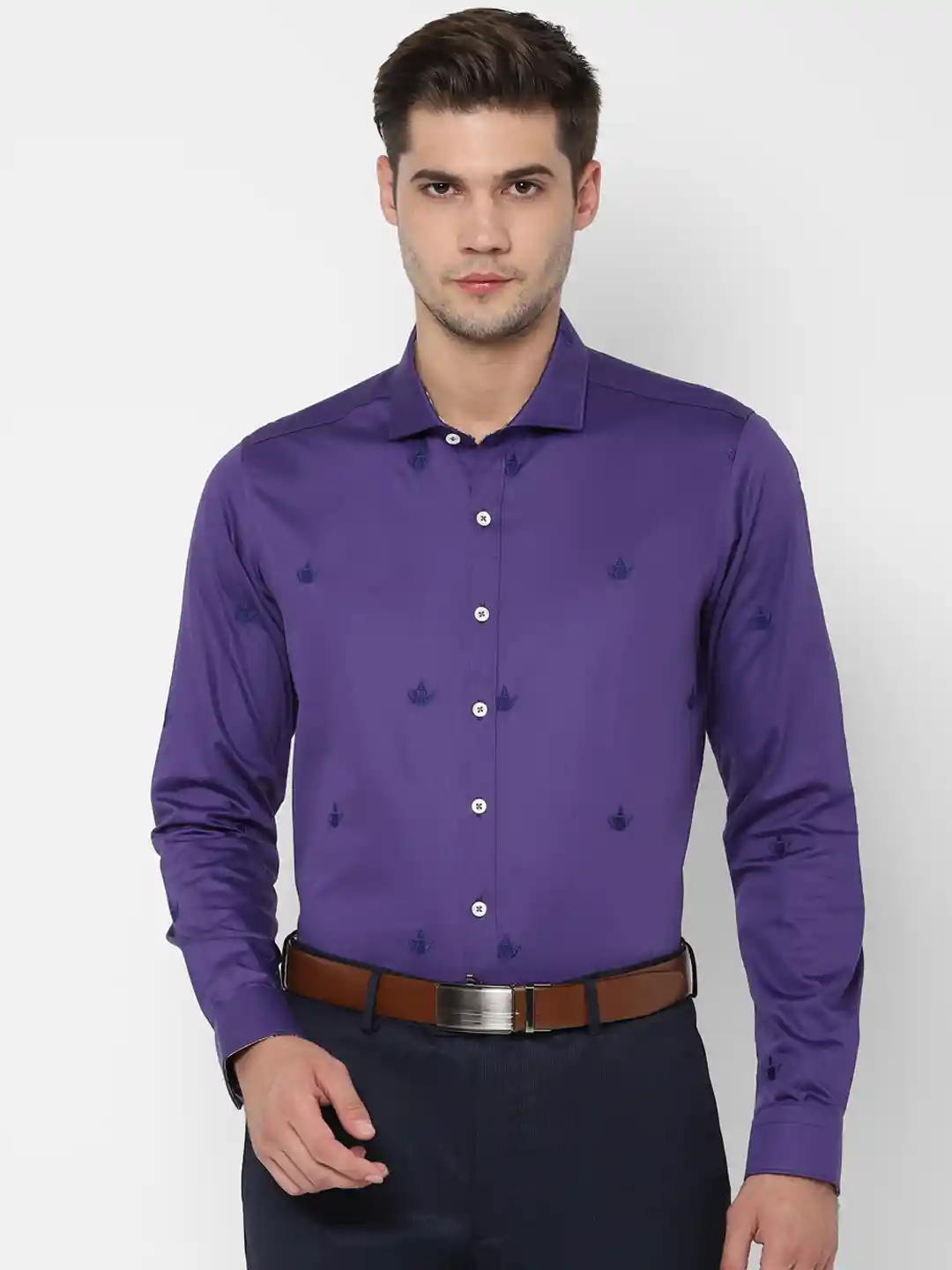 Buy SIMON CARTER LONDON Men Purple Slim Fit Self Design Semiformal
