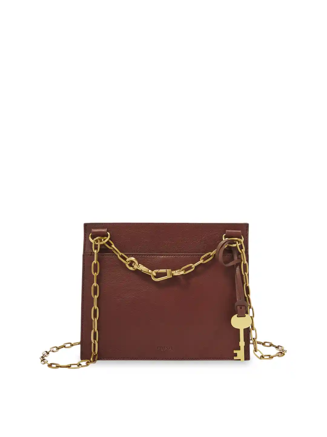 Buy Fossil Brown Solid Leather Sling Bag Handbags for Women